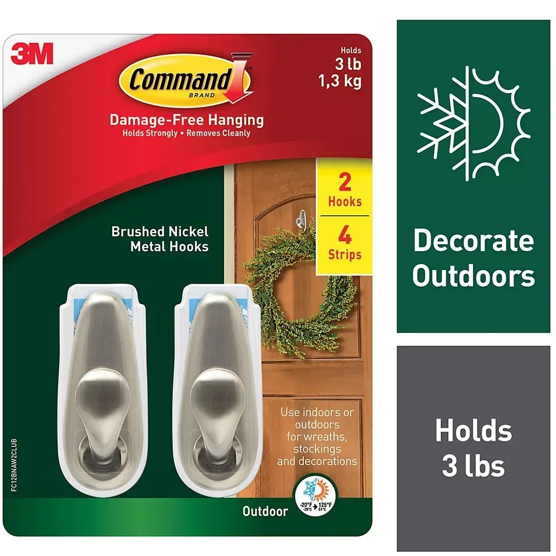 Command Damage-Free Hanging Metal Hooks, 2 pk. - Brushed Metal - Image 2