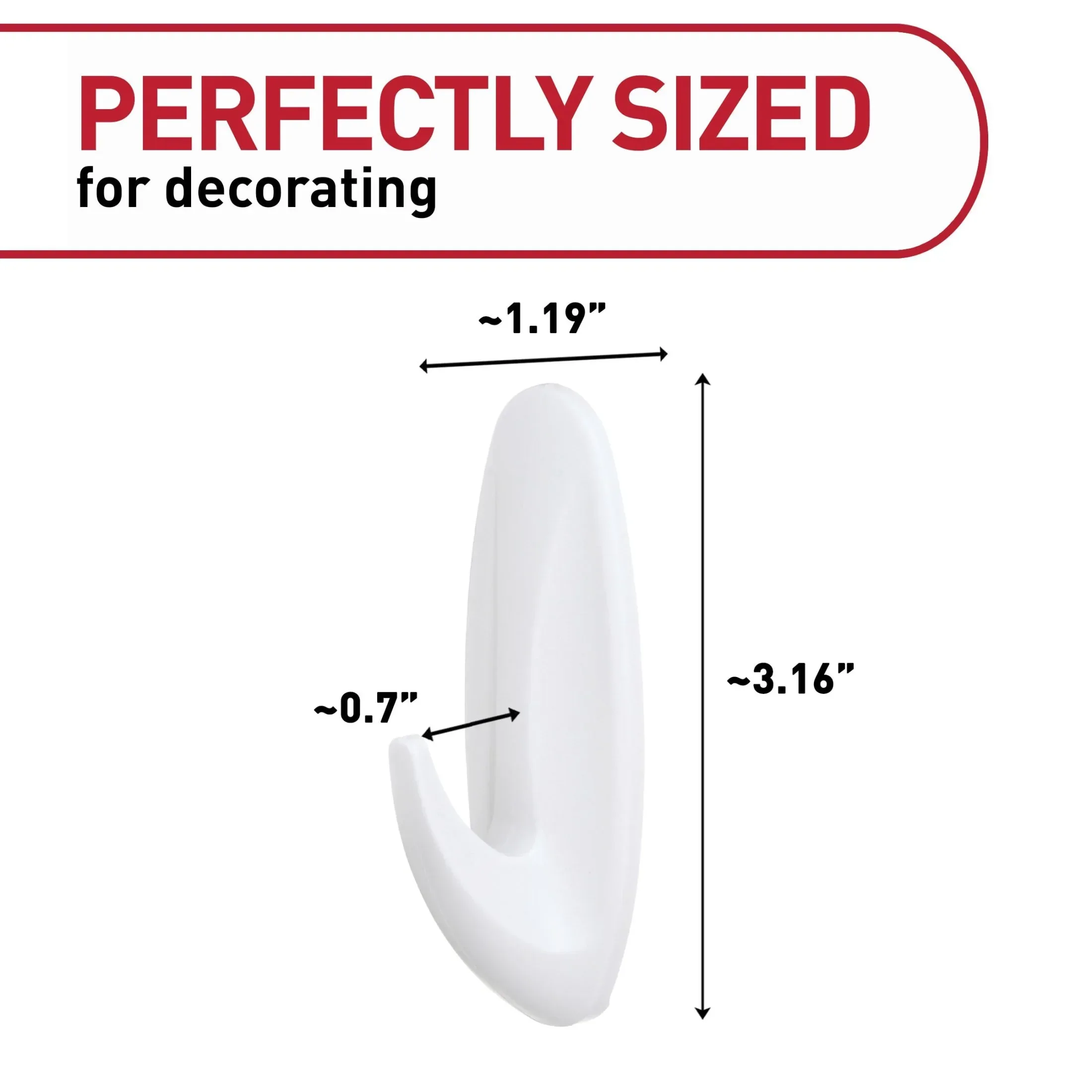Command Designer Hooks, Large, White, 2 Hooks, 4 Strips, Holds 5 Lbs - Image 2