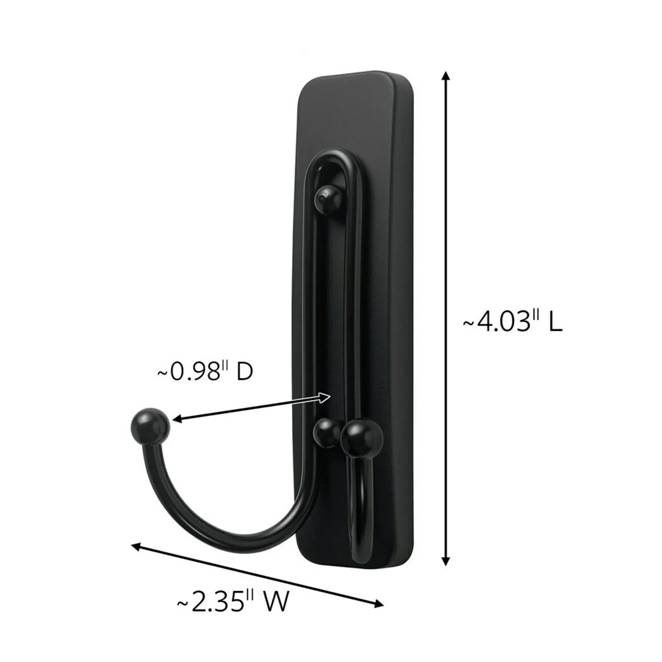 Command Large Double Wall Hooks, Black, Damage Free Decorating, 1 Hook - Image 2