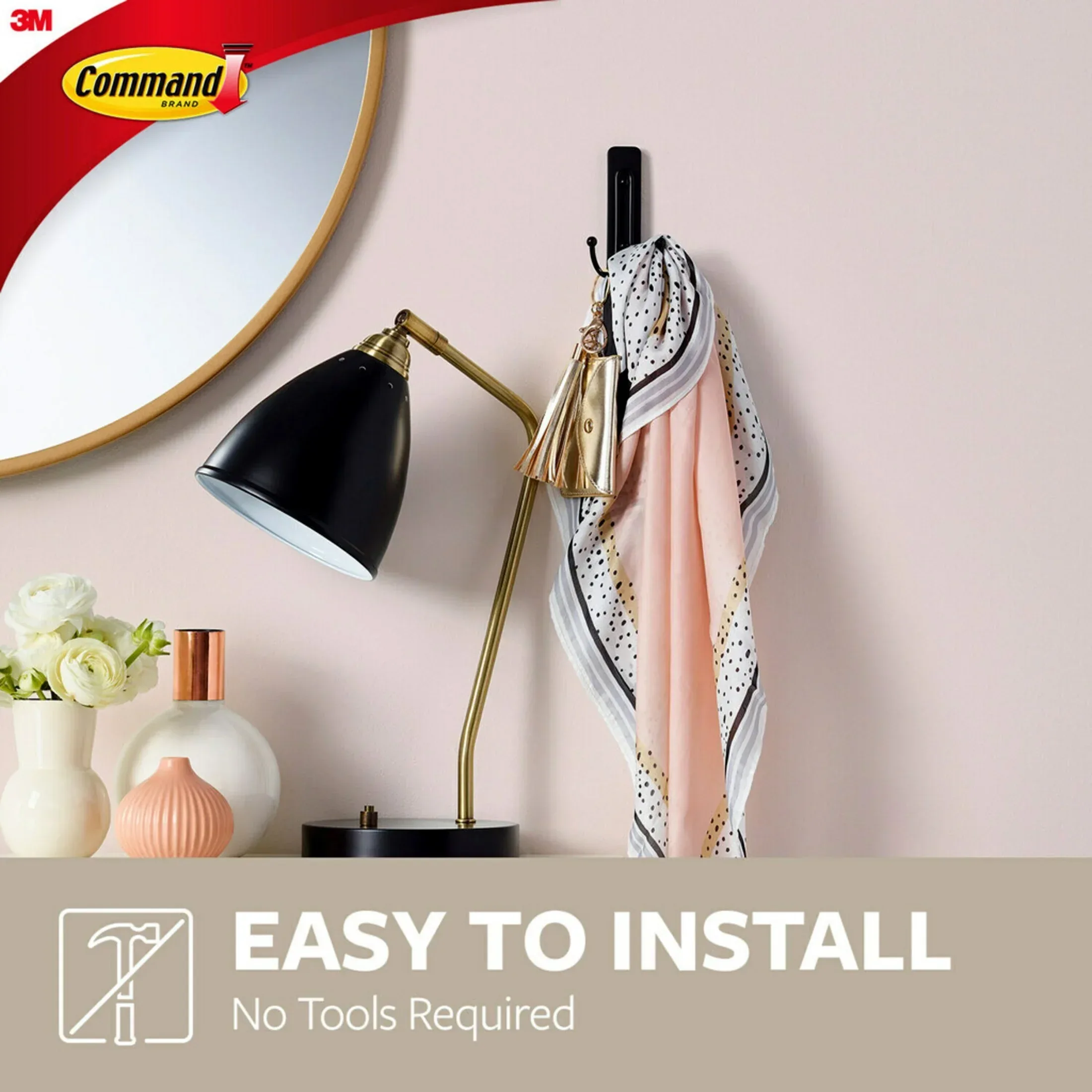Command Large Double Wall Hooks, Black, Damage Free Decorating, 1 Hook - Image 3