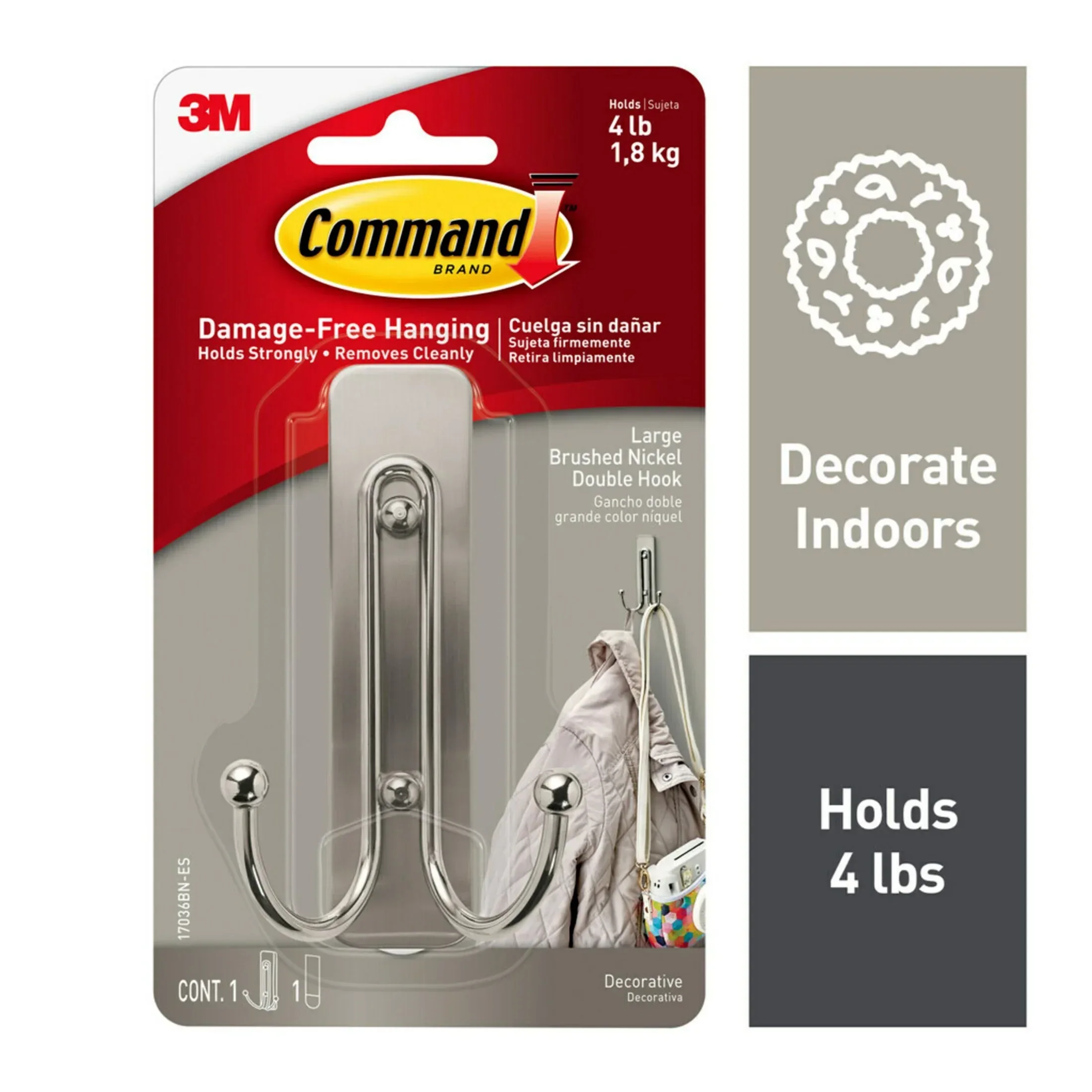 Command Large Double Wall Hooks, Black, Damage Free Decorating, 1 Hook - Image 9