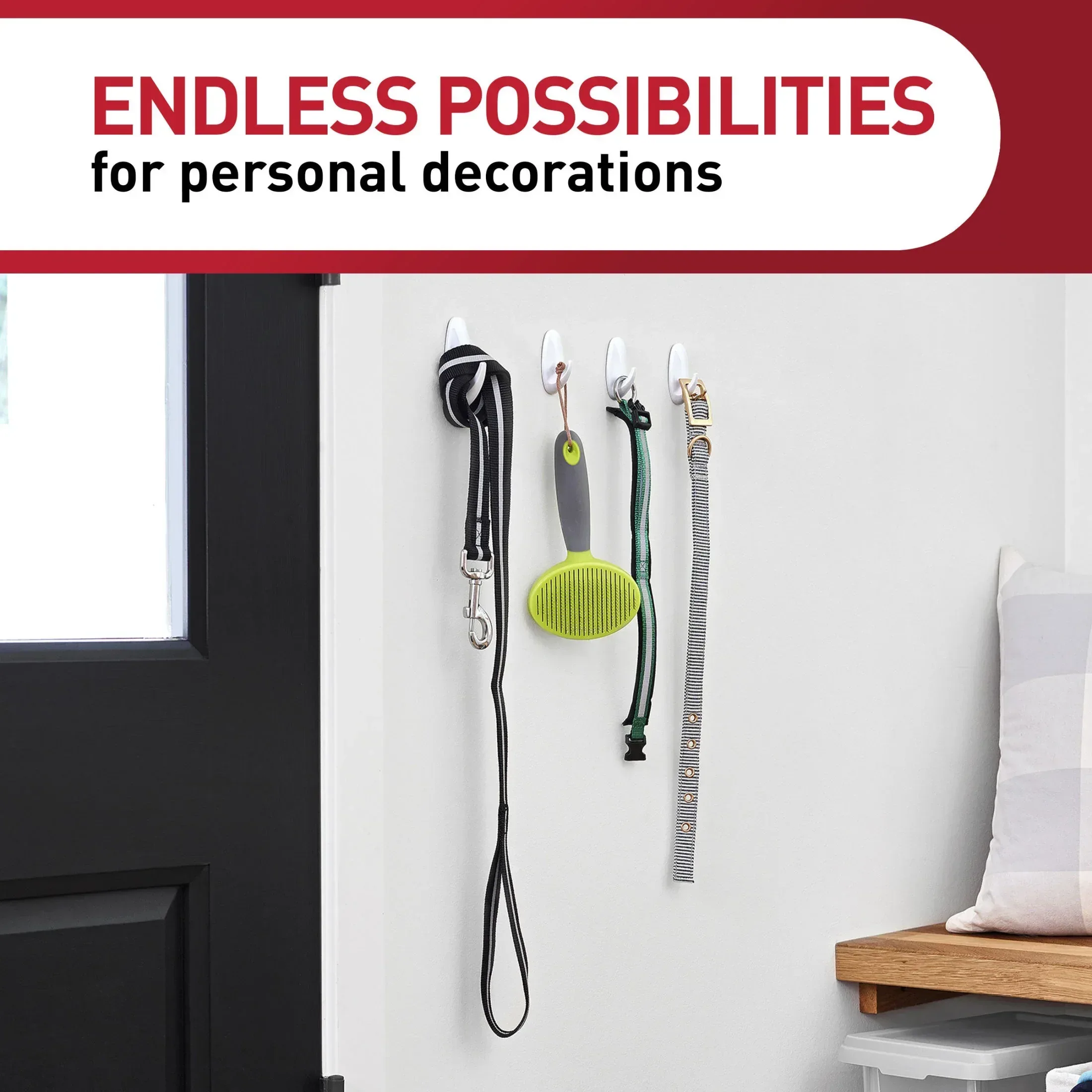 Command Medium Designer Hooks, White, 2 Wall Hooks - Image 3