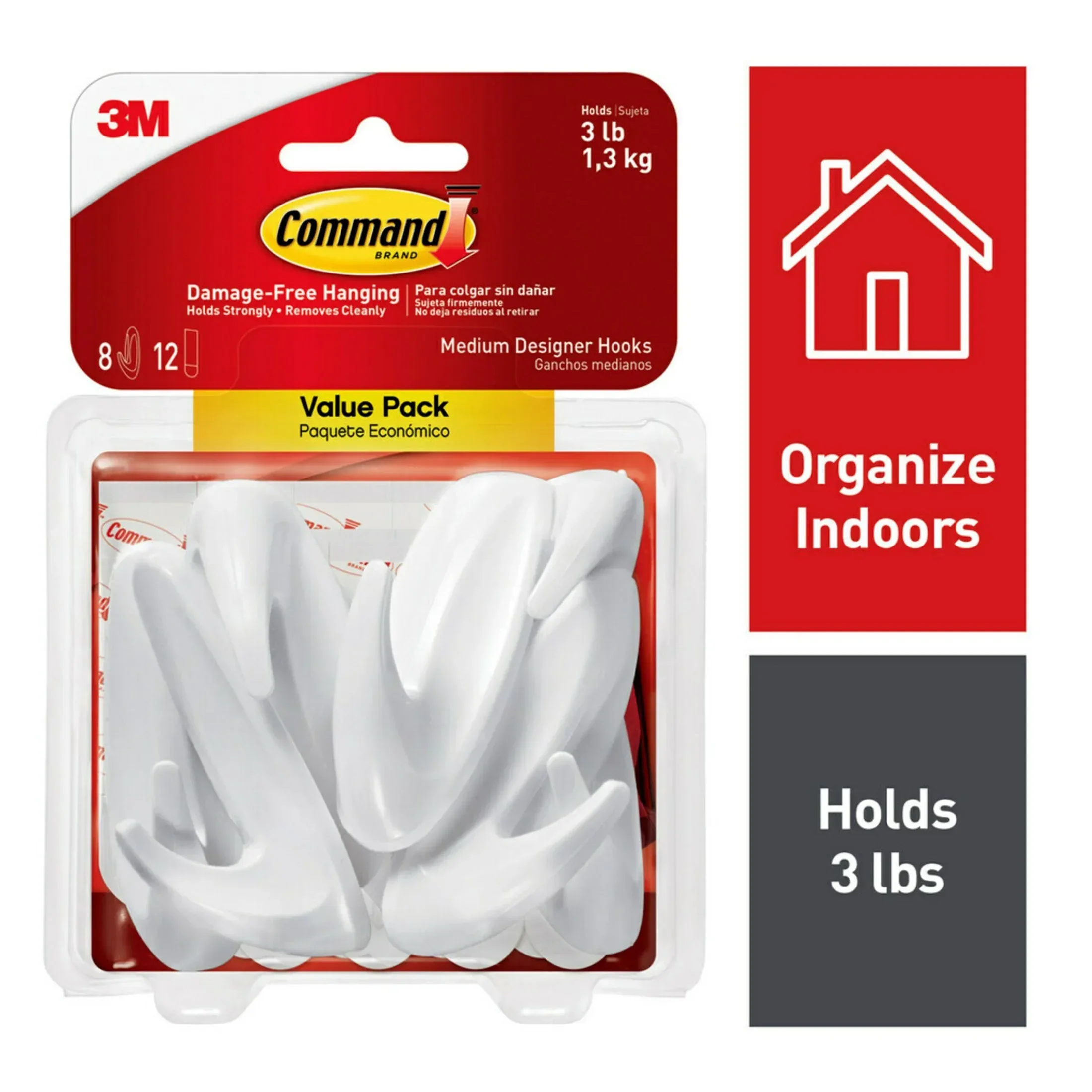 Command Medium Designer Hooks, White, 2 Wall Hooks - Image 9