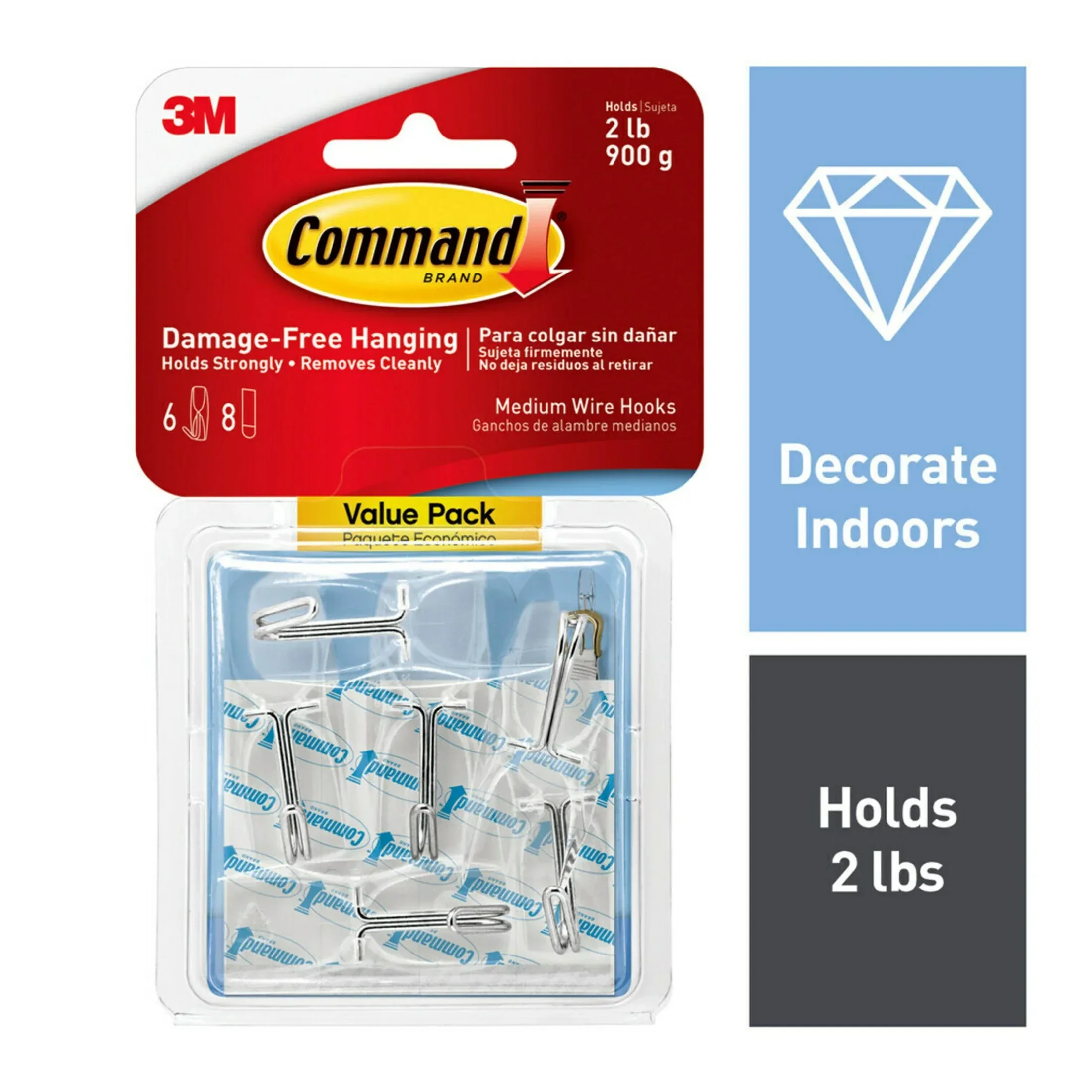 Command Wire Toggle Hooks, Clear, Medium, 2 Wall Hooks, Damage-Free Hanging - Image 10