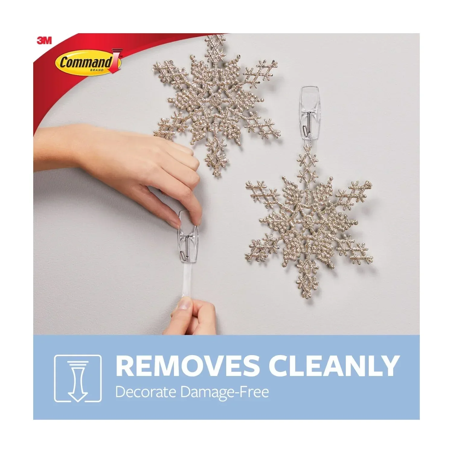 Command Wire Toggle Hooks, Clear, Medium, 2 Wall Hooks, Damage-Free Hanging - Image 5