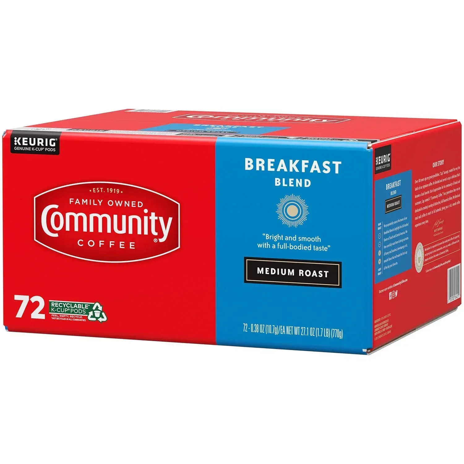 Community Coffee Breakfast Blend Medium Roast Single Serve, 72 ct. - Image 2