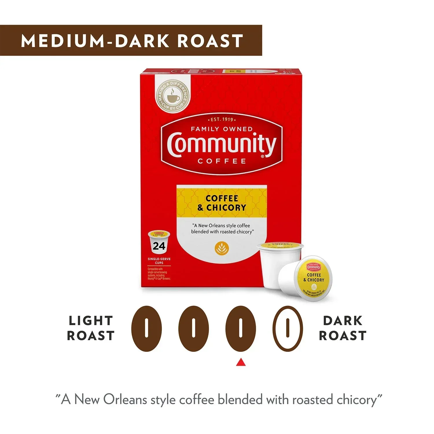 Community Coffee Coffee and Chicory Medium-Dark Roast Single Serve 72 ct. - Image 6