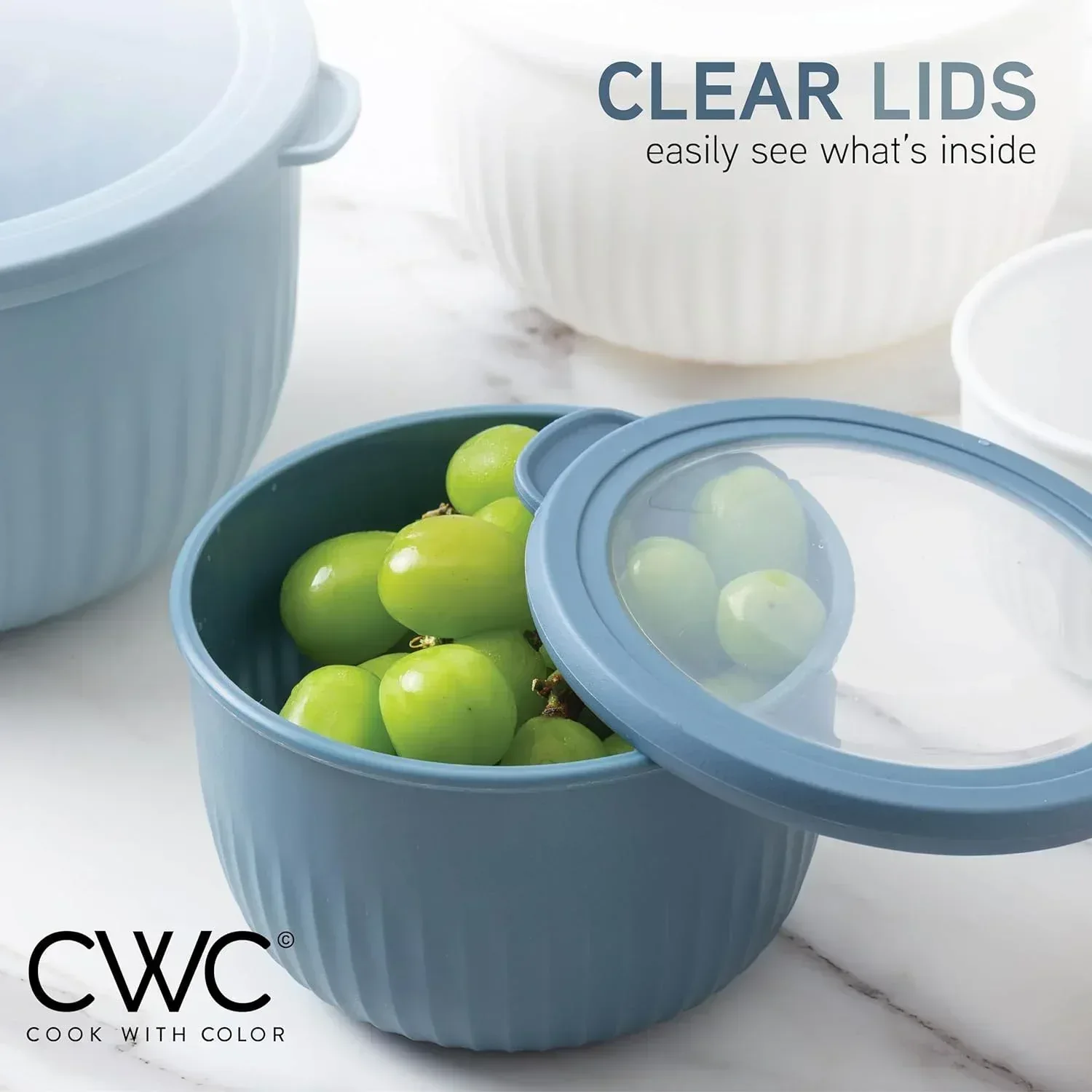 COOK WITH COLOR Meal Prep Containers Wide Mixing Bowls Food Storage Containers with Lids - Image 3