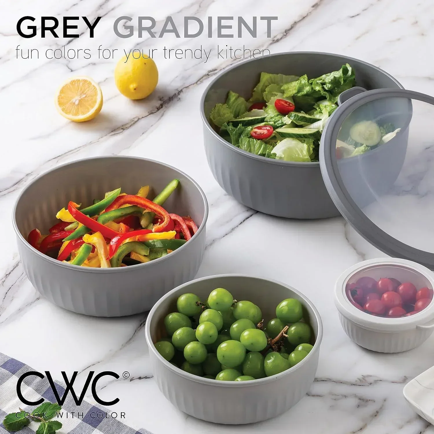 COOK WITH COLOR Meal Prep Containers Wide Mixing Bowls Food Storage Containers with Lids - Image 41
