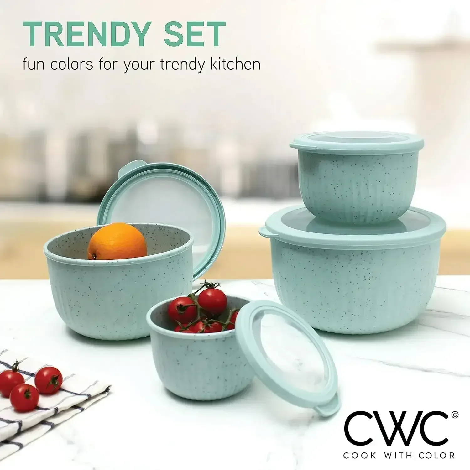 COOK WITH COLOR Meal Prep Containers Wide Mixing Bowls Food Storage Containers with Lid - Image 3