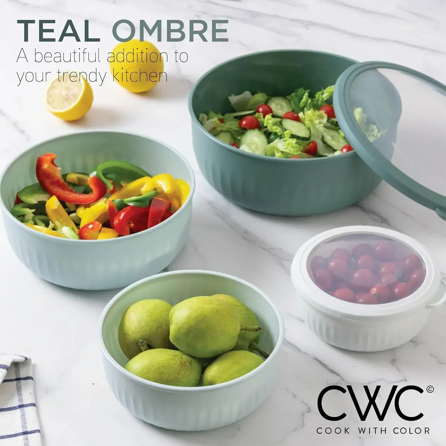 COOK WITH COLOR Meal Prep Containers Wide Mixing Bowls Food Storage Containers with Lid - Image 38
