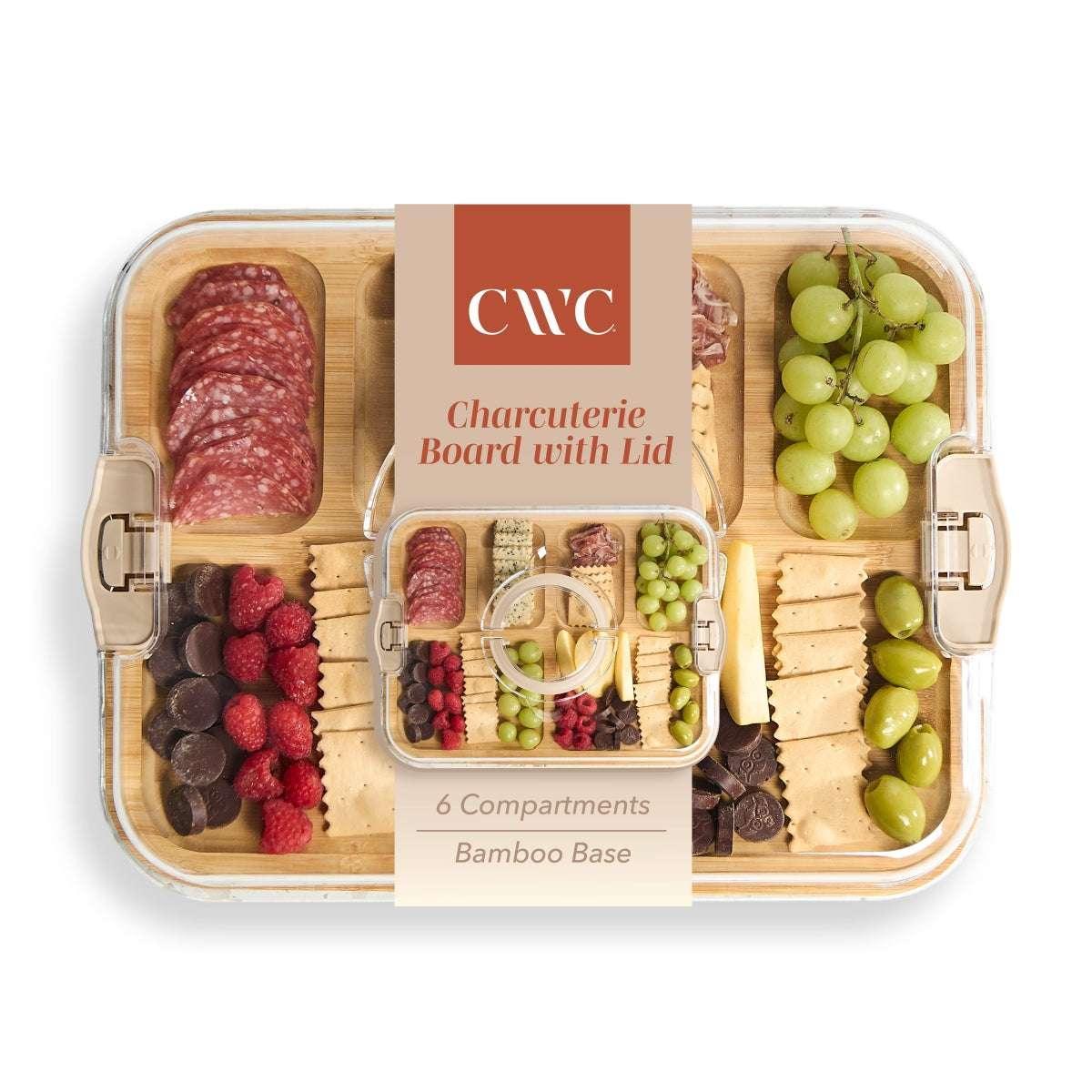 Cook With Color Rectangular Bamboo Cutting Board with Locking Lid, Dual-Function Charcuterie & Serving Board - Image 2