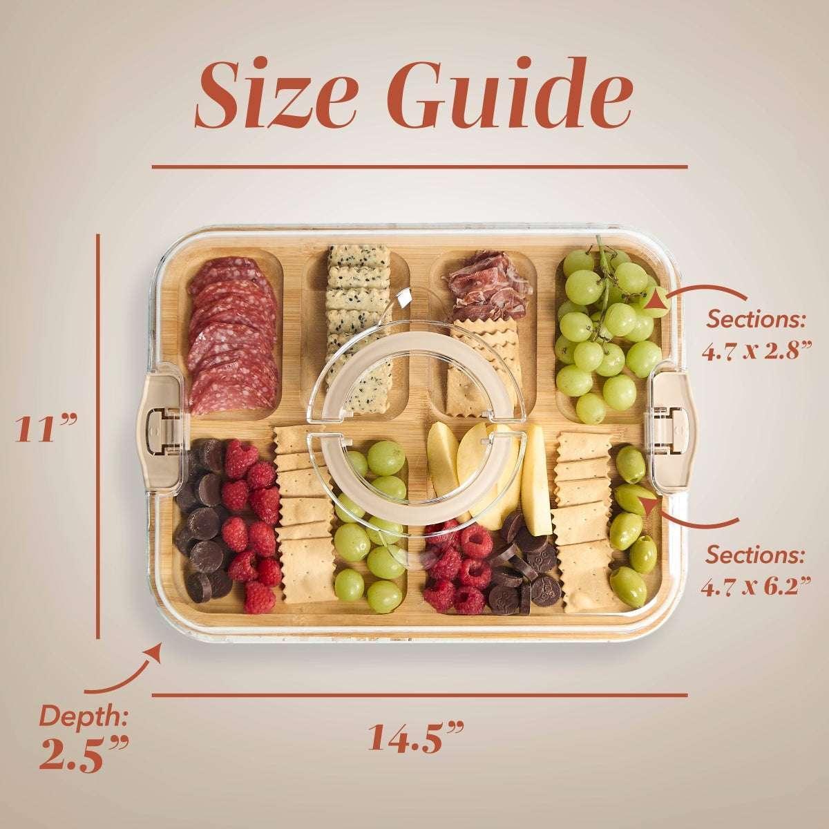 Cook With Color Rectangular Bamboo Cutting Board with Locking Lid, Dual-Function Charcuterie & Serving Board - Image 5