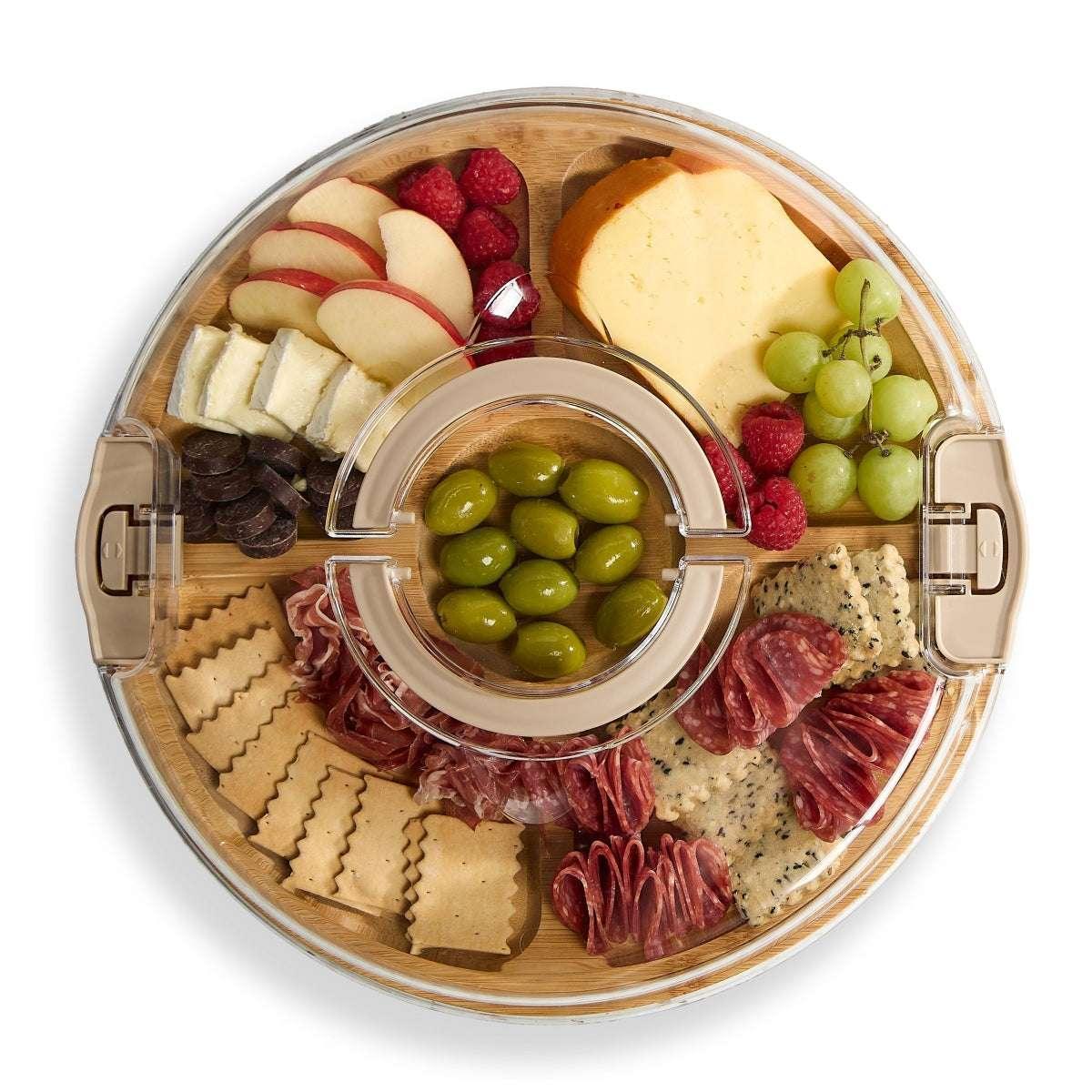 Cook With Color Rectangular Bamboo Cutting Board with Locking Lid, Dual-Function Charcuterie & Serving Board - Image 9