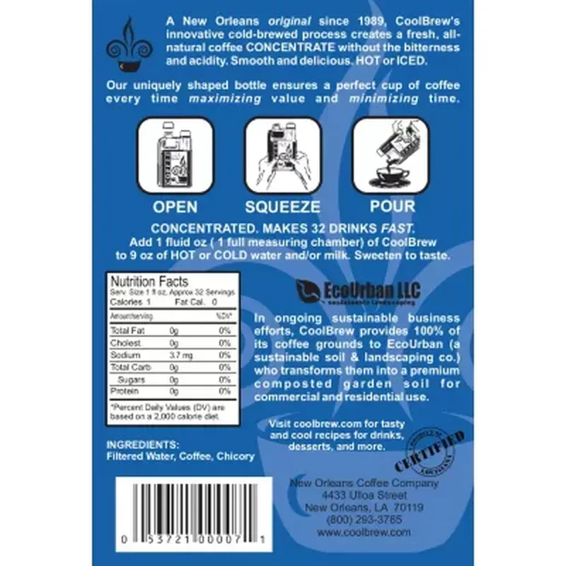 Cool Brew Coffee Concentrate Original (1 Liter) - Image 2