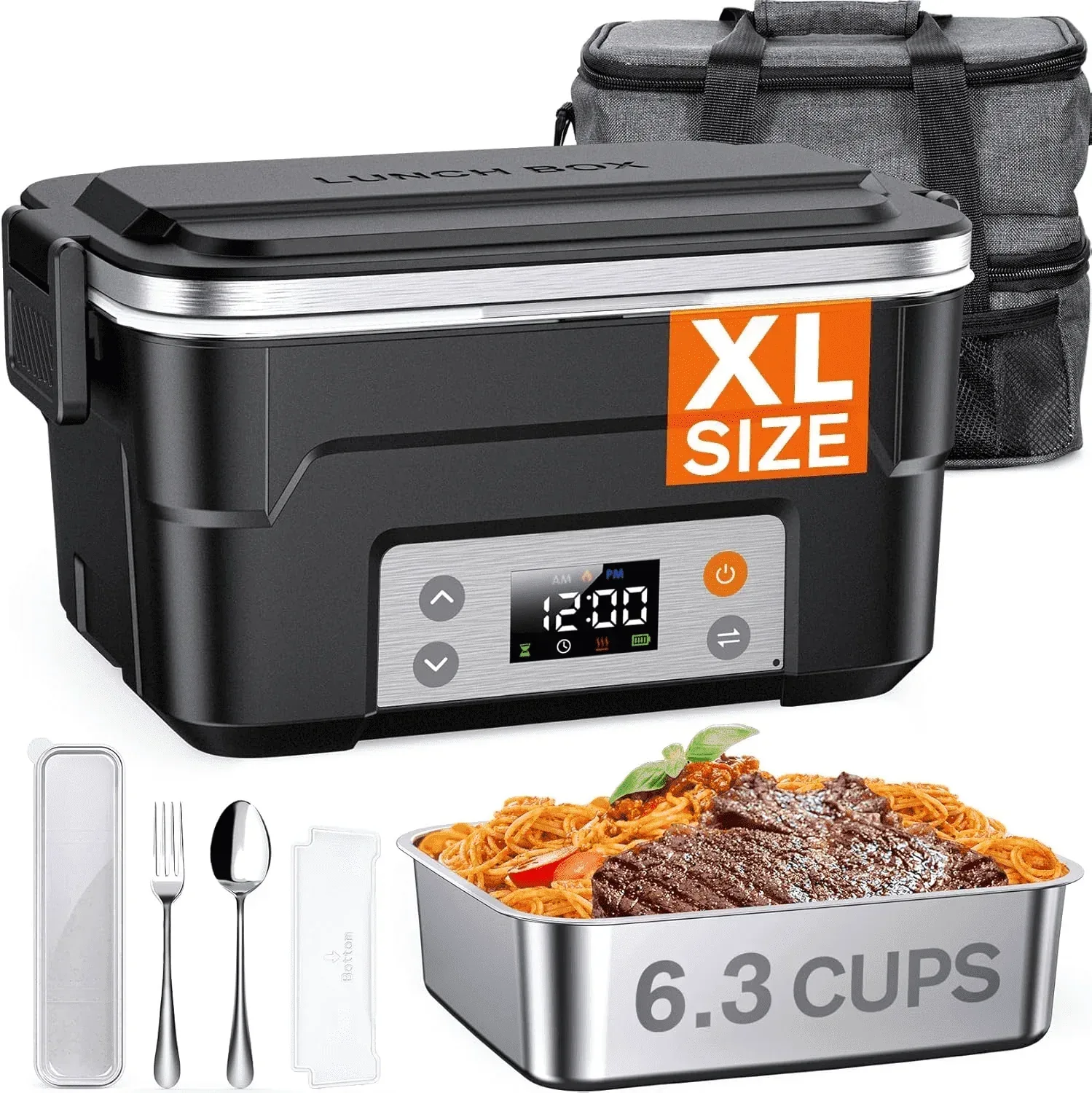 Cordless Electric Lunch Box, Heated Lunch Box Battery Powered with Automatic Scheduled Heating, 5.5 Cups Capacity, with Removable Tray Divider, Dishwasher Safe, for Hot Meals Anywhere - Image 11