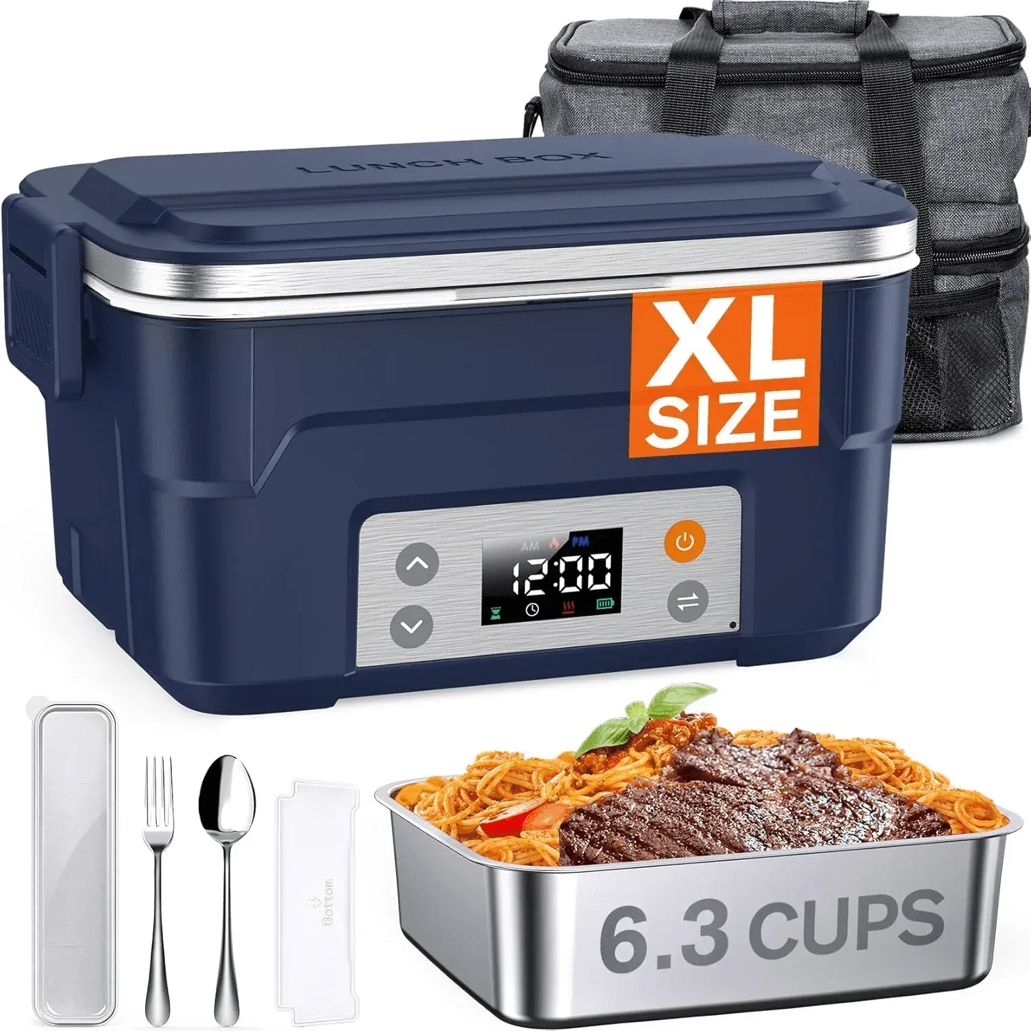 Cordless Electric Lunch Box, Heated Lunch Box Battery Powered with Automatic Scheduled Heating, 5.5 Cups Capacity, with Removable Tray Divider, Dishwasher Safe, for Hot Meals Anywhere - Image 12