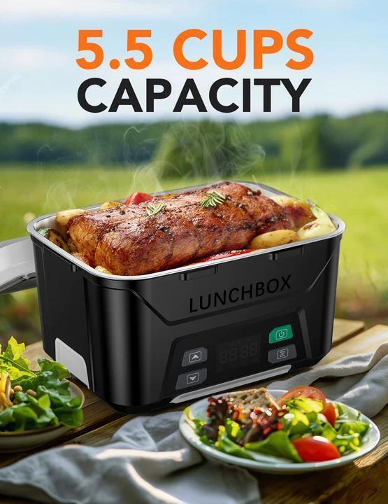 Cordless Electric Lunch Box, Heated Lunch Box Battery Powered with Automatic Scheduled Heating, 5.5 Cups Capacity, with Removable Tray Divider, Dishwasher Safe, for Hot Meals Anywhere - Image 5