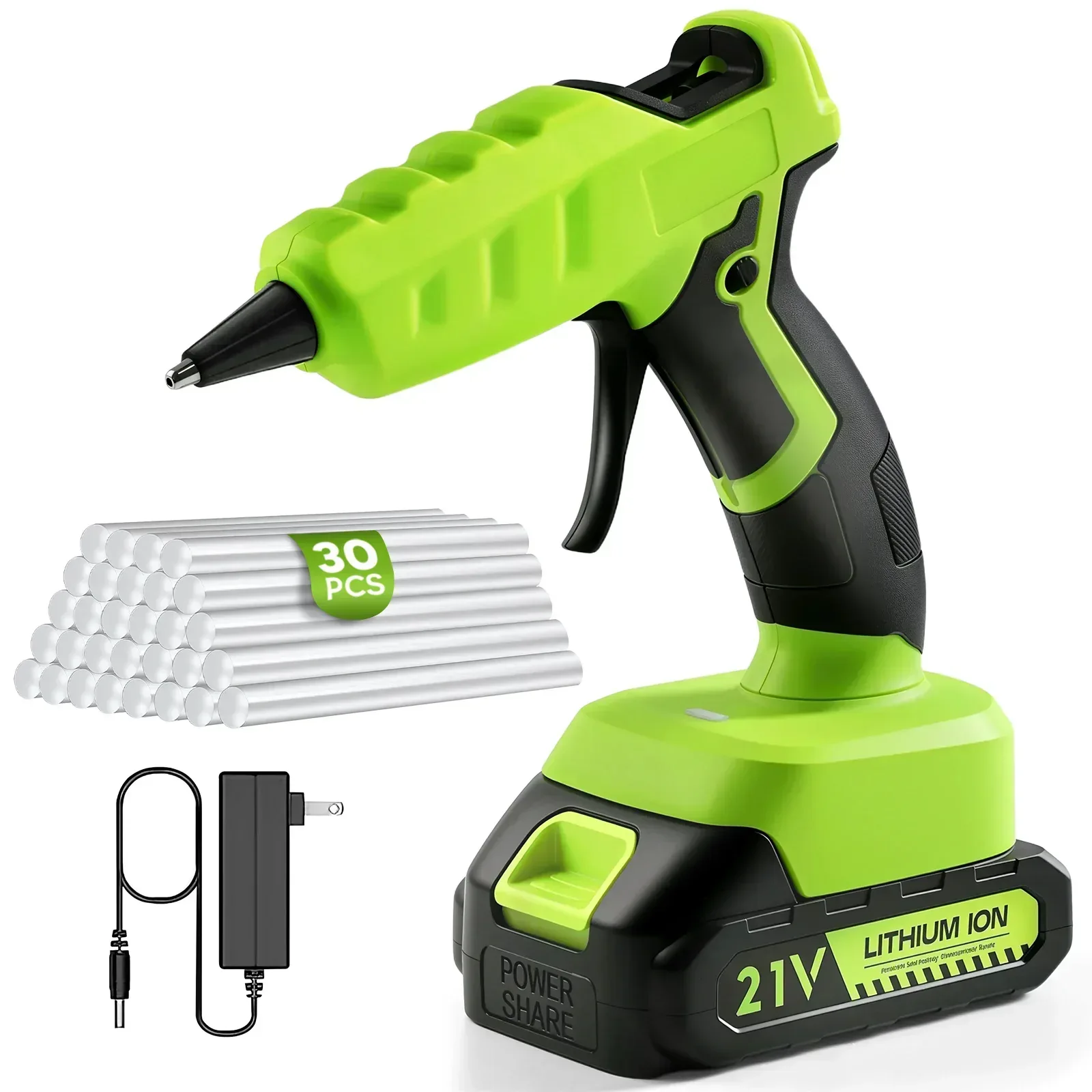Cordless Hot Glue Gun with 2.0Ah Battery Charger and 30pcs Full Size Glue Sticks 100W Power Melt Glue Gun for DIY Festival Decor and Gifts, Blue - Image 11