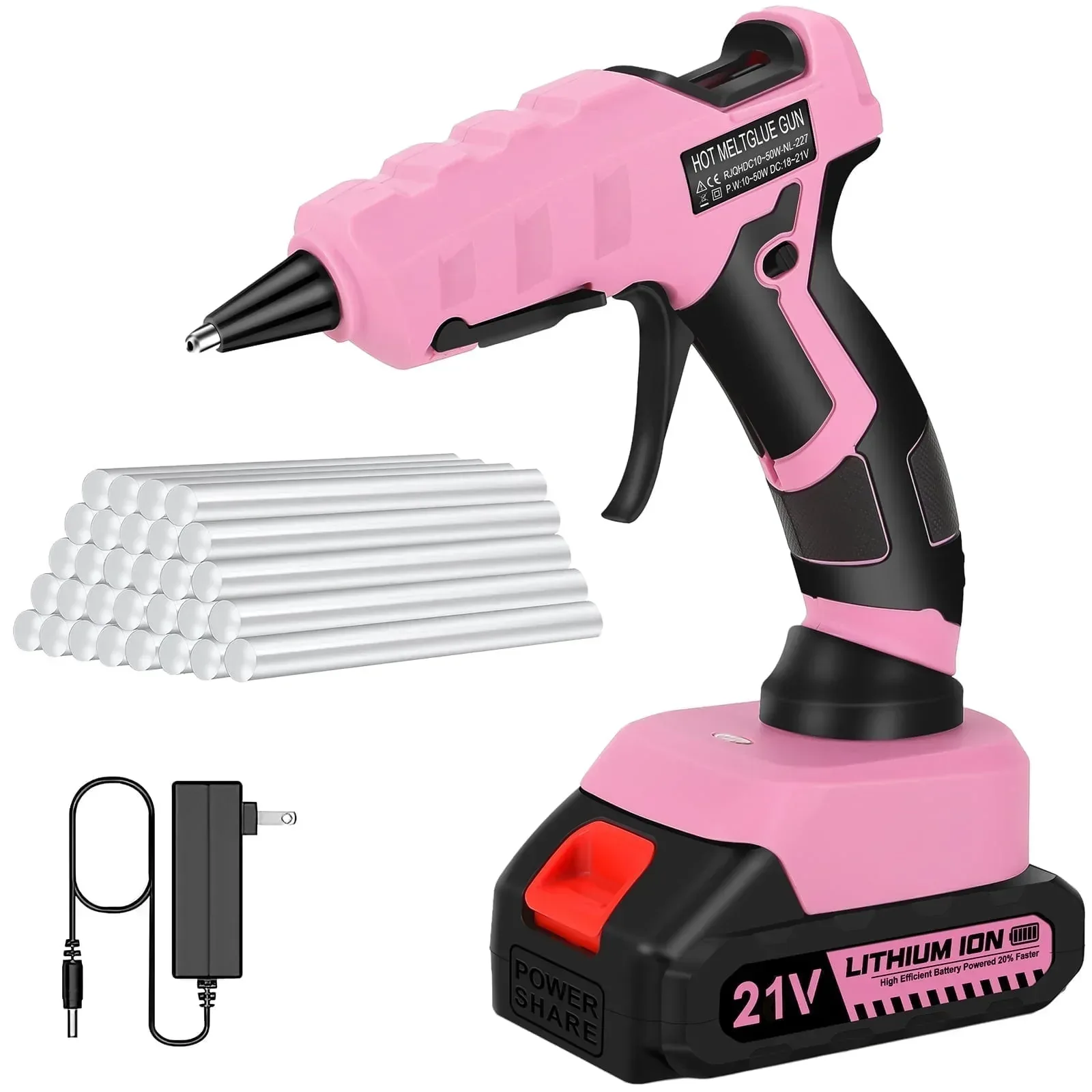 Cordless Hot Glue Gun with 2.0Ah Battery Charger and 30pcs Full Size Glue Sticks 100W Power Melt Glue Gun for DIY Festival Decor and Gifts, Blue - Image 12