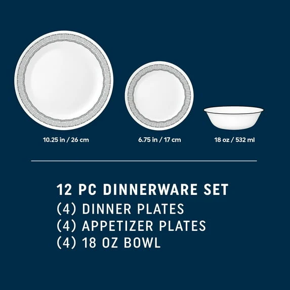 Corelle Nakia 12-Piece Glass Dinnerware Set (Service for 4) - Image 4
