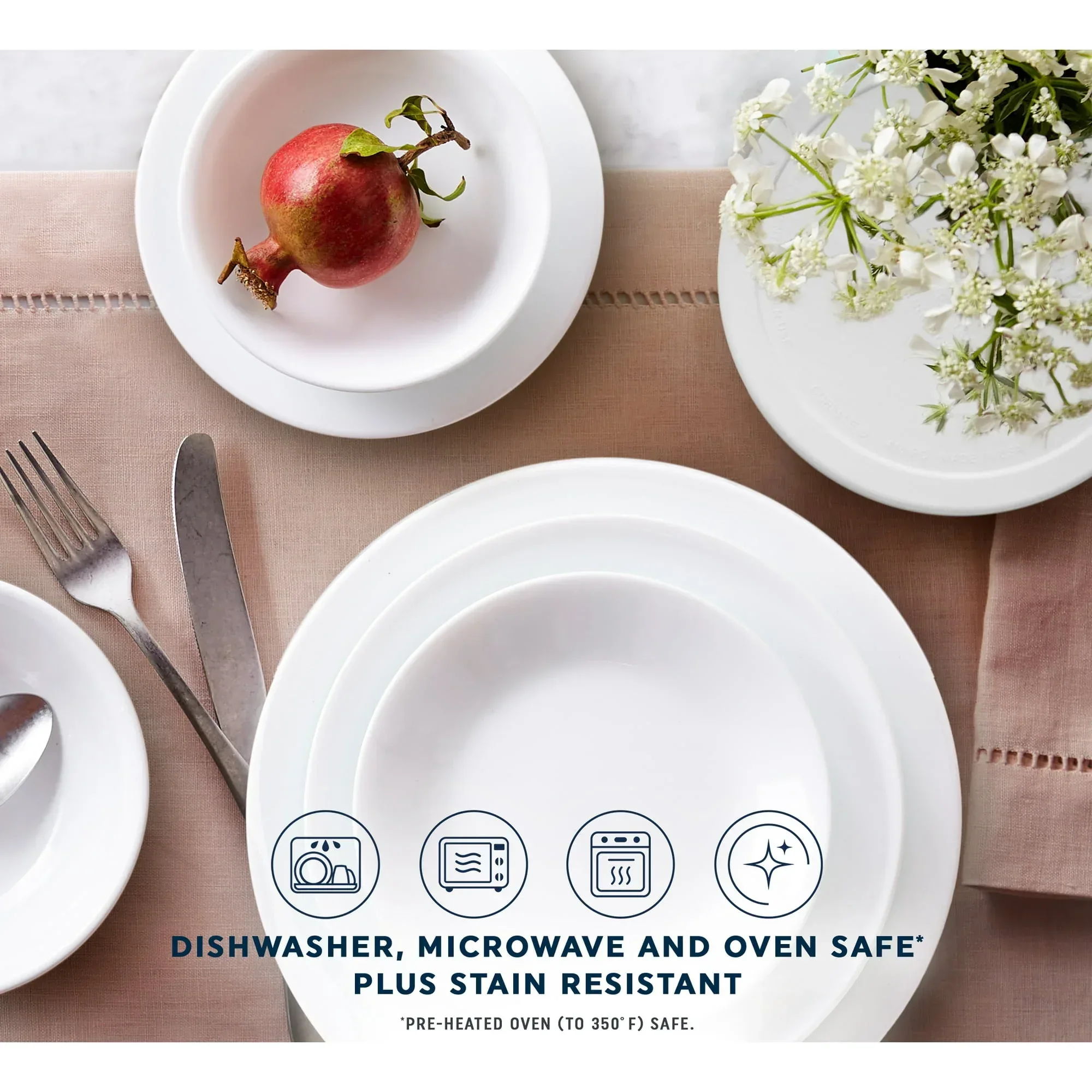 Corelle Winter Frost White 12-Piece Glass Dinnerware Set (Service for 4) - Image 6