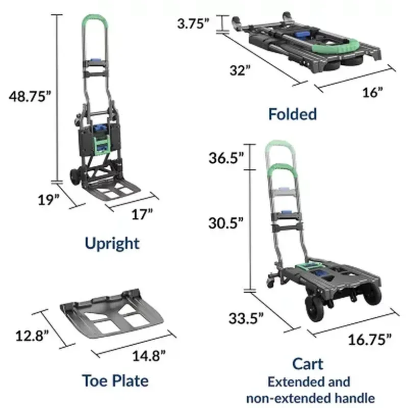 COSCO Folding 2-In-1 Hand Truck, 300 Lb. Capacity, Multi-Position - Image 9
