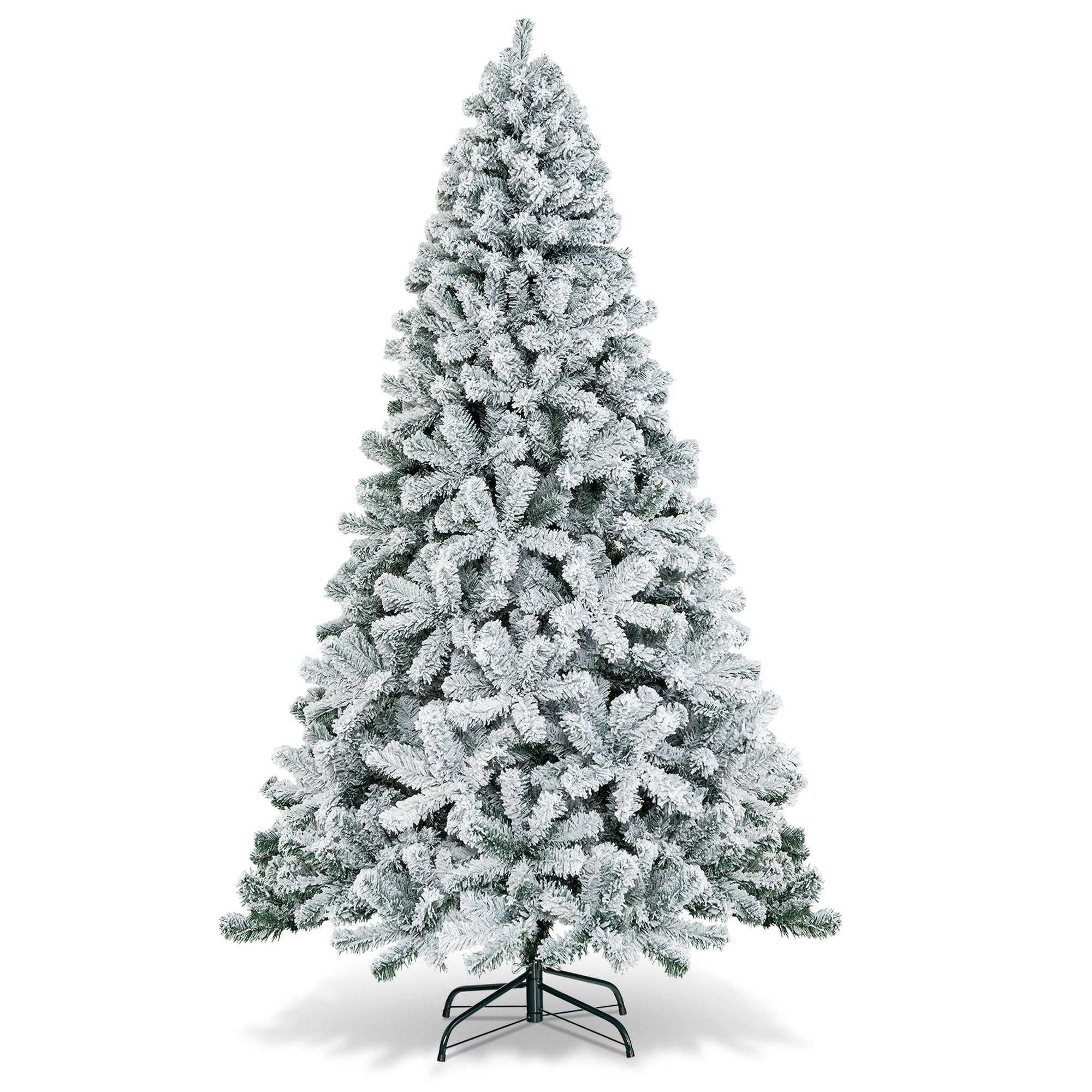Costway CM22067 6 ft. Unlit Premium Snow Flocked Hinged Artificial Christmas Tree - Image 12