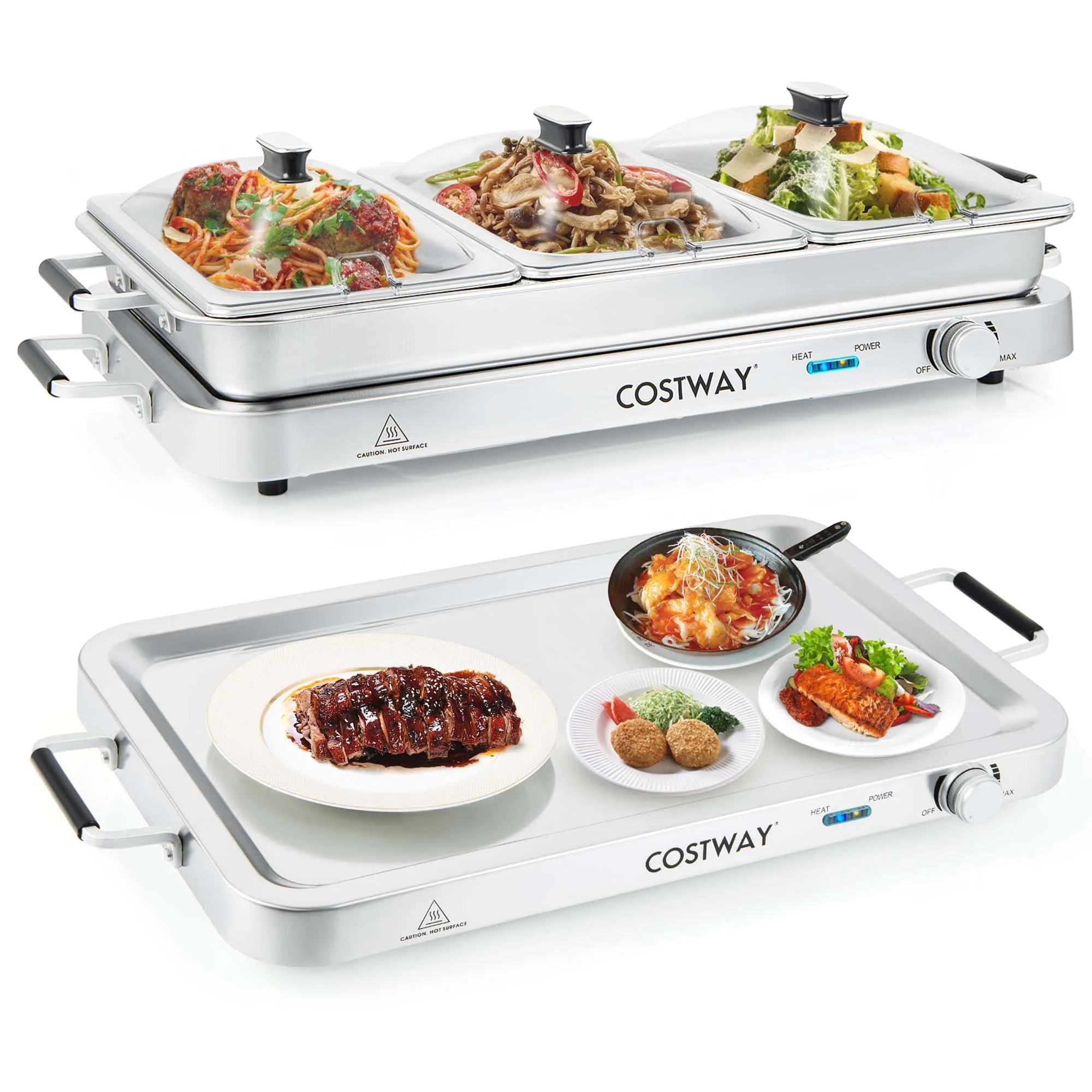Costway Electric Buffet Server Food Warmer with 3 Removable Trays Adjustable Tempered - Image 21