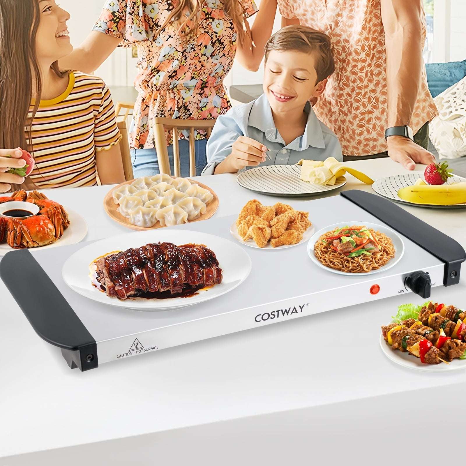 Costway Electric Buffet Server Food Warmer with 3 Removable Trays Adjustable Tempered - Image 4
