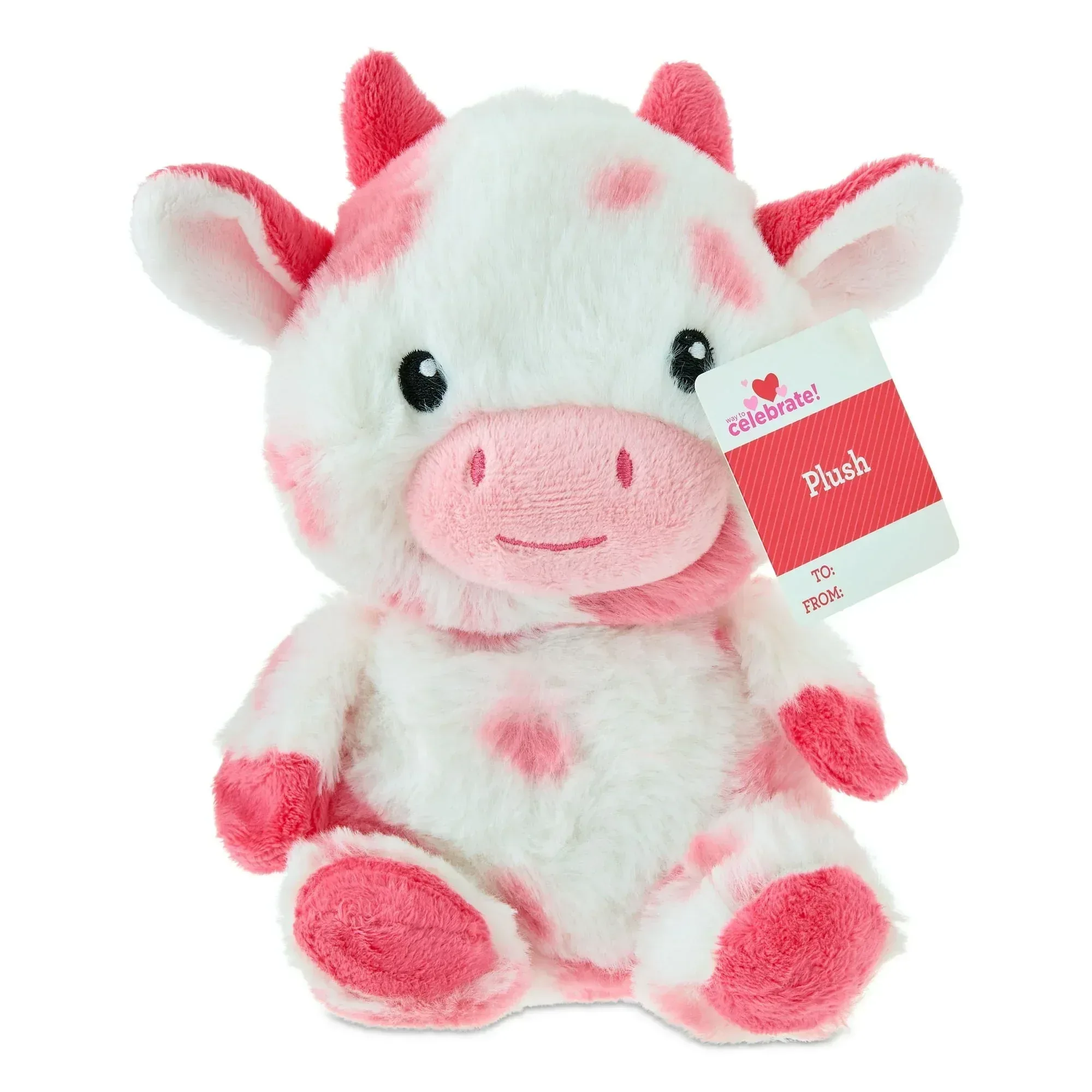 Cow Plush, Pink and White, 8", Valentine's Day by Way To Celebrate - Image 3