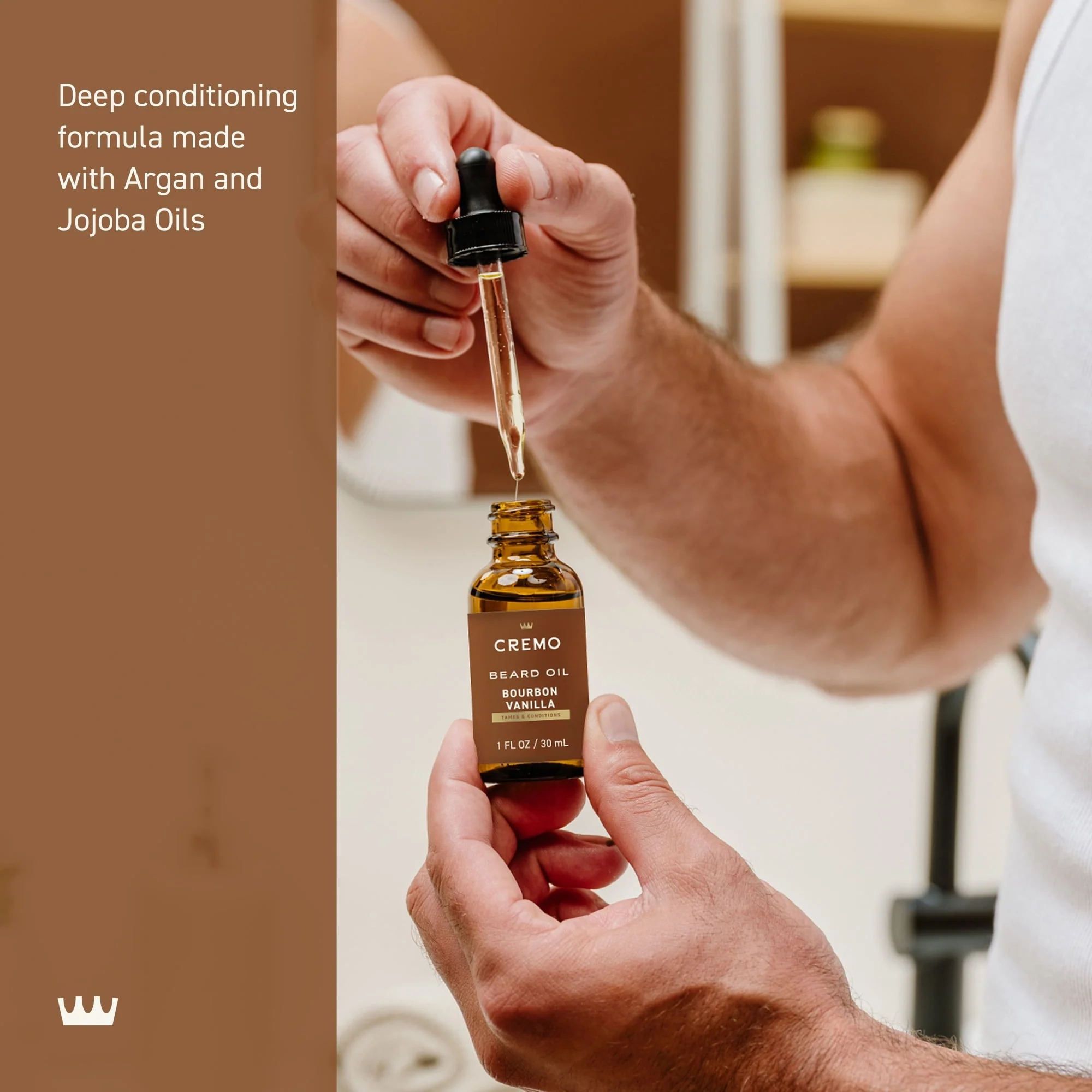 Cremo Beard Oil, Bourbon Vanilla Scent, 1 fl oz, Moisturizes & Softens Beards - Image 4