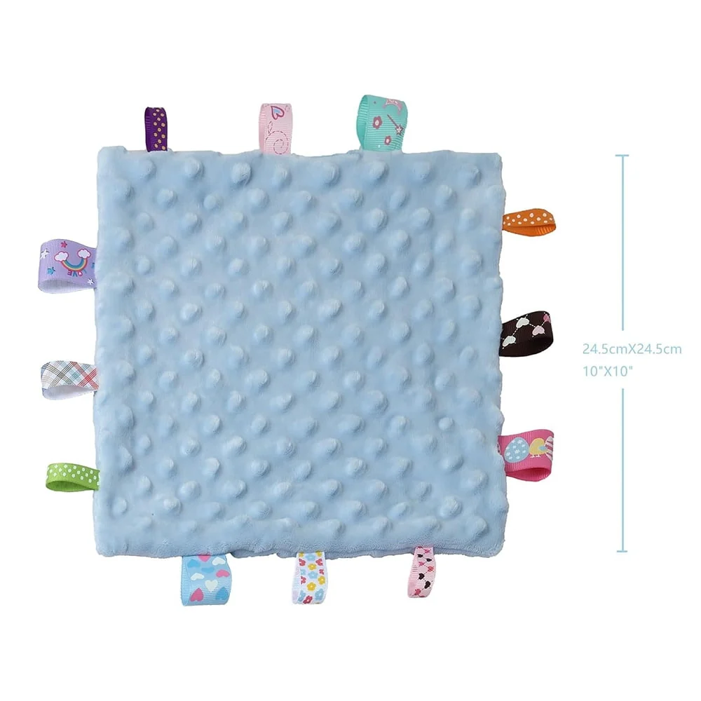 CREVENT Baby Gift Set Storage Basket with 2 Baby Blanket,1 Security Blanket,1 Taggie,1 Gift Bag with Ribbon, Blue, Unisex, 5Items - Image 13