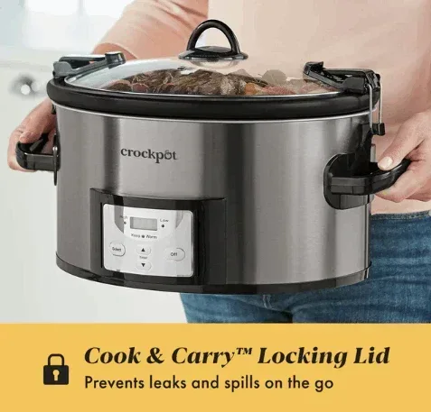 Crockpot™ 7-Quart Easy-to-Clean Cook & Carry™ Slow Cooker, Black Stainless Steel - Image 3