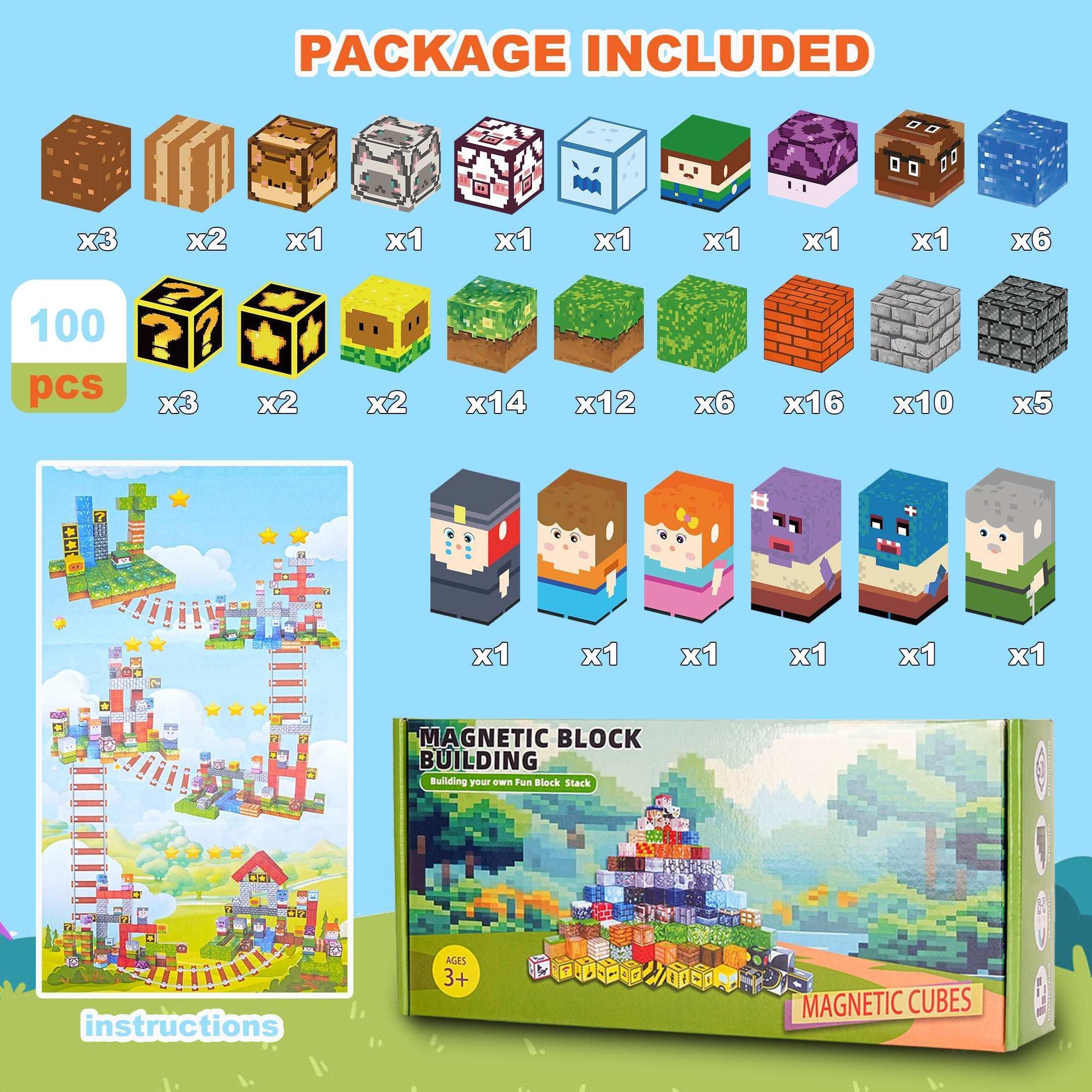 Crtynell 100pcs Magnetic Blocks - Build a Plants Wars Set, Magnetic Building Blocks Toddler Toys STEM Sensory Outdoor Toys for Boys and Girls Ages 3+, Birthday Gifts for Kids - Image 2