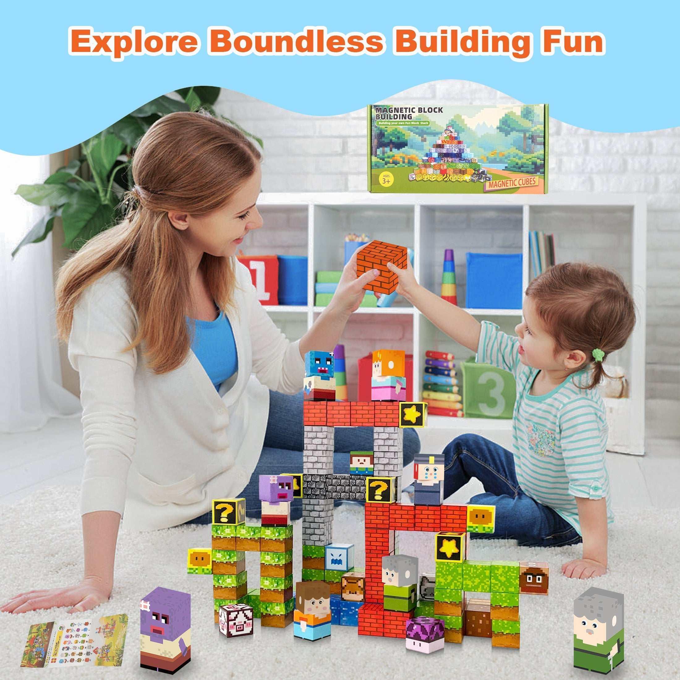 Crtynell 100pcs Magnetic Blocks - Build a Plants Wars Set, Magnetic Building Blocks Toddler Toys STEM Sensory Outdoor Toys for Boys and Girls Ages 3+, Birthday Gifts for Kids - Image 5