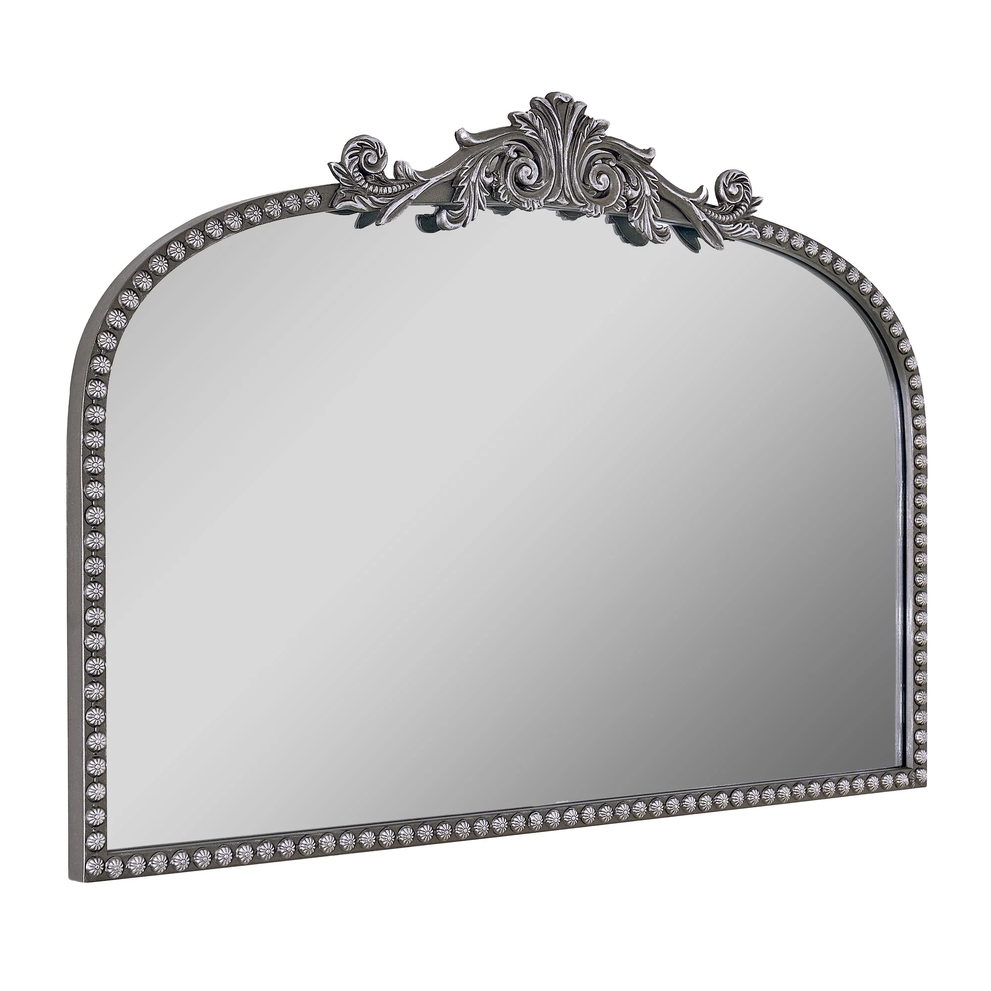 Crystal Art Gallery 22" x 64" Black Filigree Arch Metal Full Length Floor Leaner Mirror - Image 7