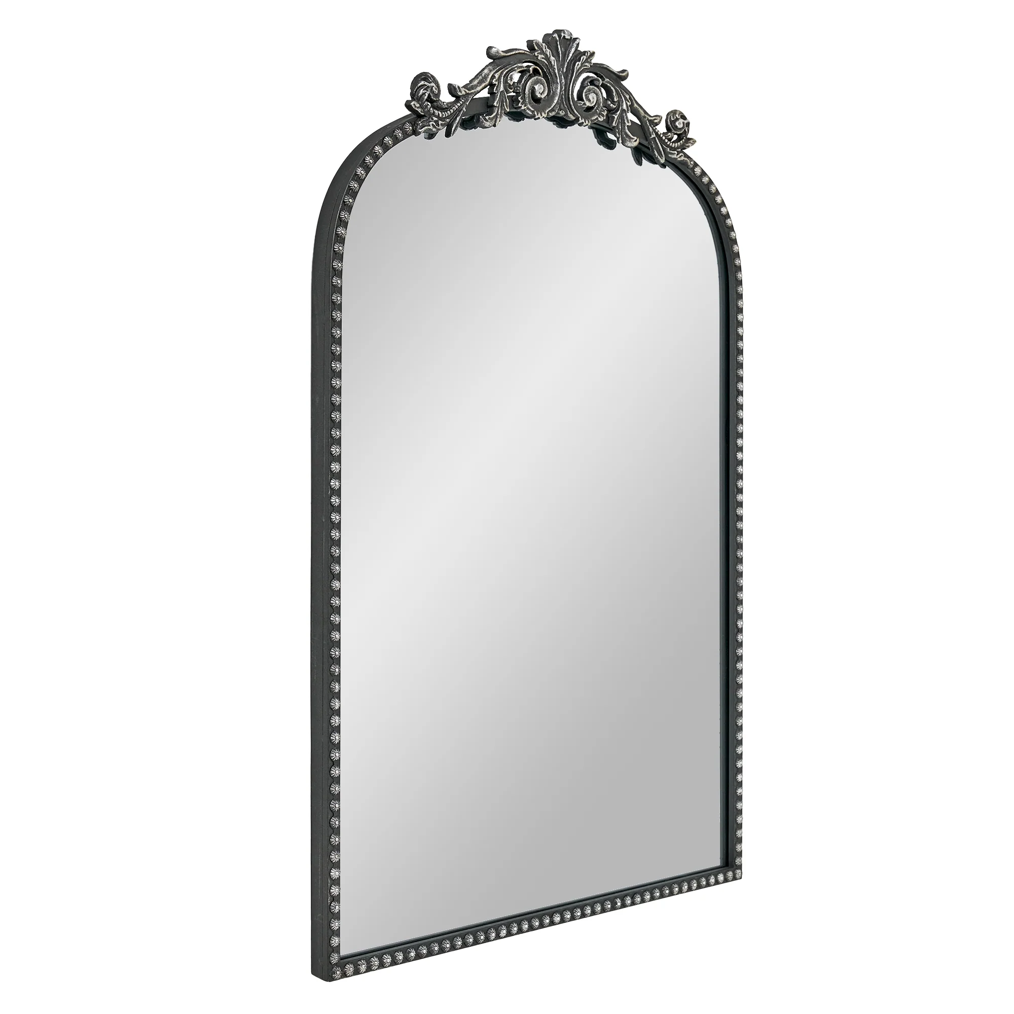 Crystal Art Gallery 22" x 64" Black Filigree Arch Metal Full Length Floor Leaner Mirror - Image 9