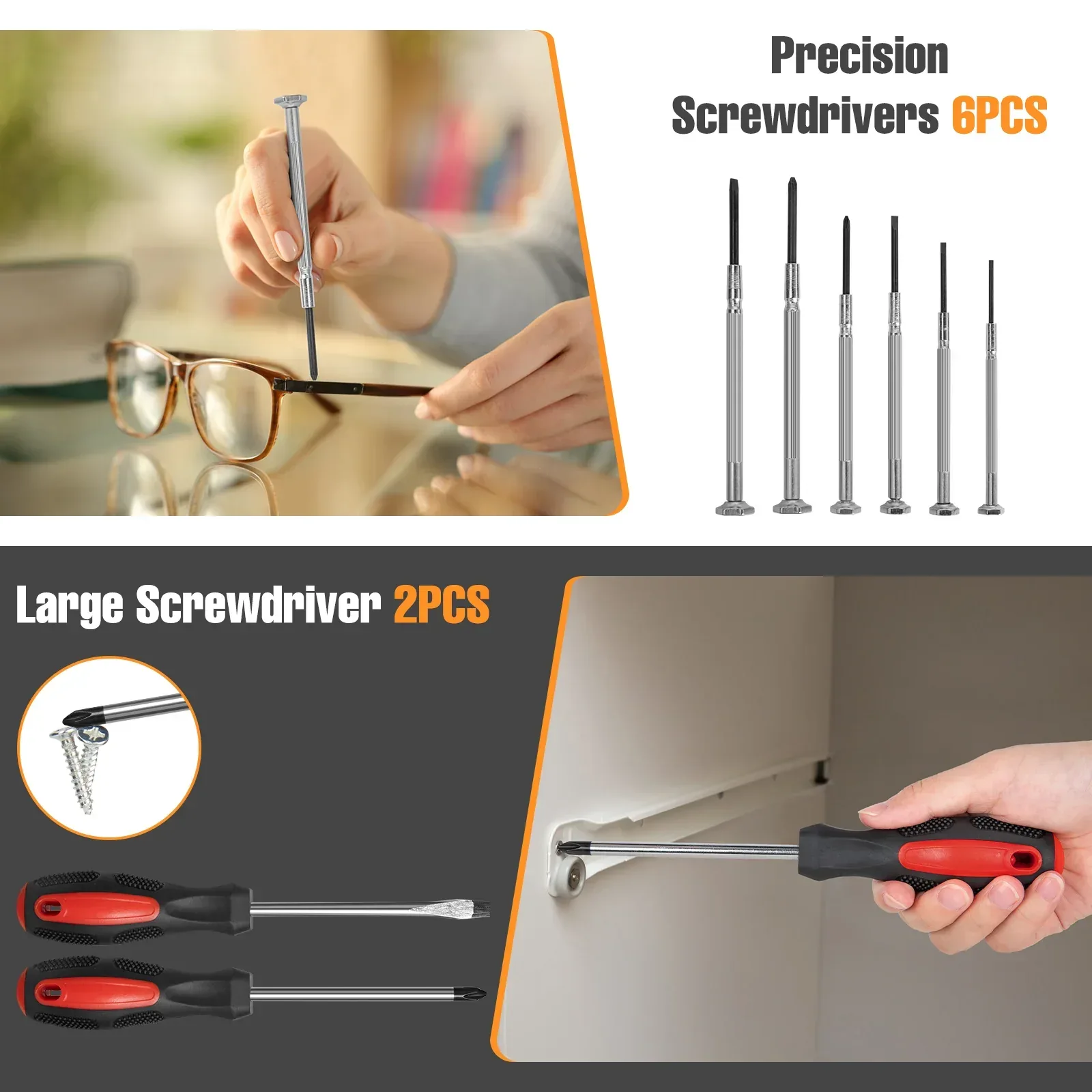 Cshidworld 148 Piece Tool Sets All Purpose Household Tool Kit, General Basic Home Repair Tool Set with Toolbox for Men Women, Household Hand Kit for Home Garage Office College Dormitory Use, Red - Image 6