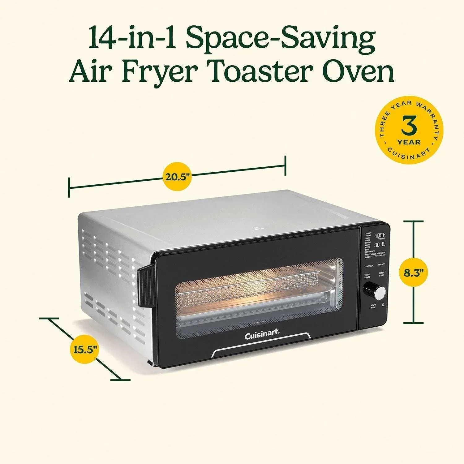 Cuisinart 14-in-1 Space-Saving Digital Air Fryer Oven with 2-in-1 9"x13" Pan - Image 7