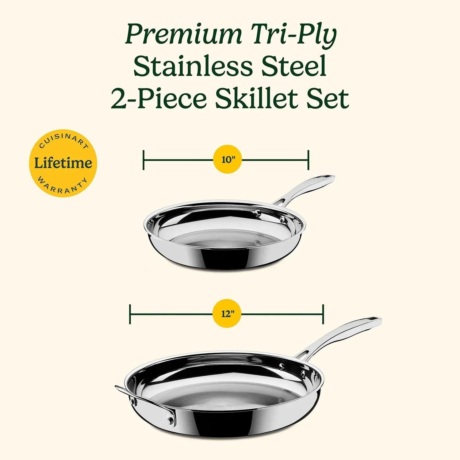 Cuisinart 2-Piece Premium Tri-Ply 10” & 12” Skillet Set - Image 8