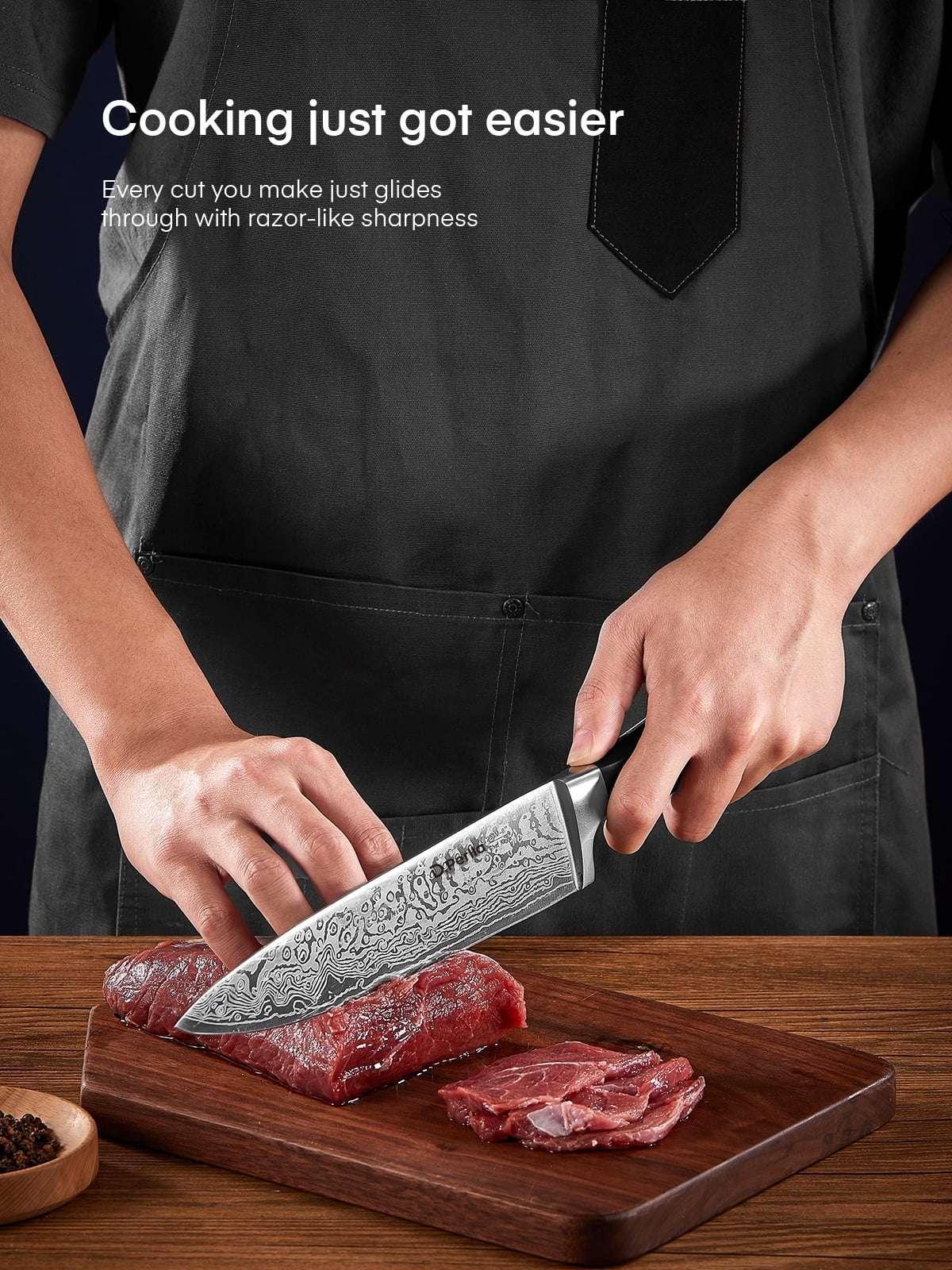 D.Perlla Knife Set, 14 Pcs Kitchen Knives Set with Built-in Sharpener, Stainless Steel Knife Set with Block - Image 5