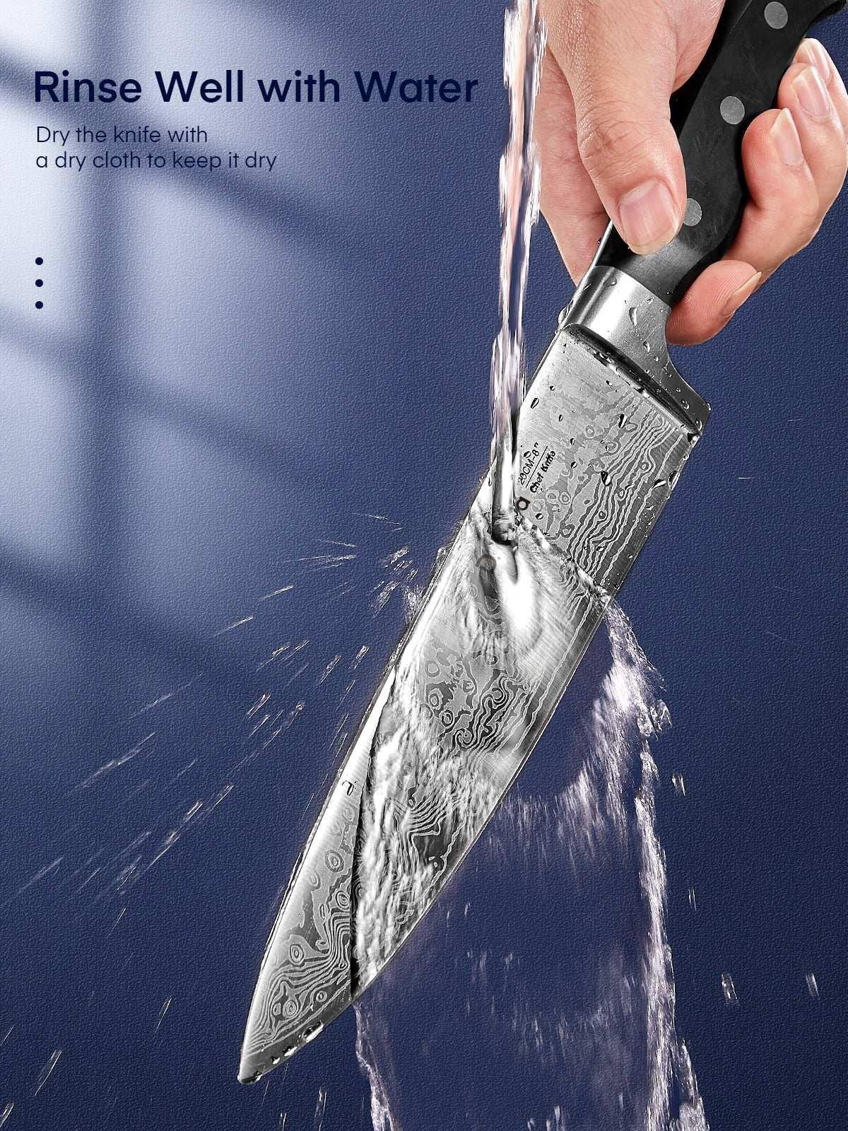 D.Perlla Knife Set, 14 Pcs Kitchen Knives Set with Built-in Sharpener, Stainless Steel Knife Set with Block - Image 6