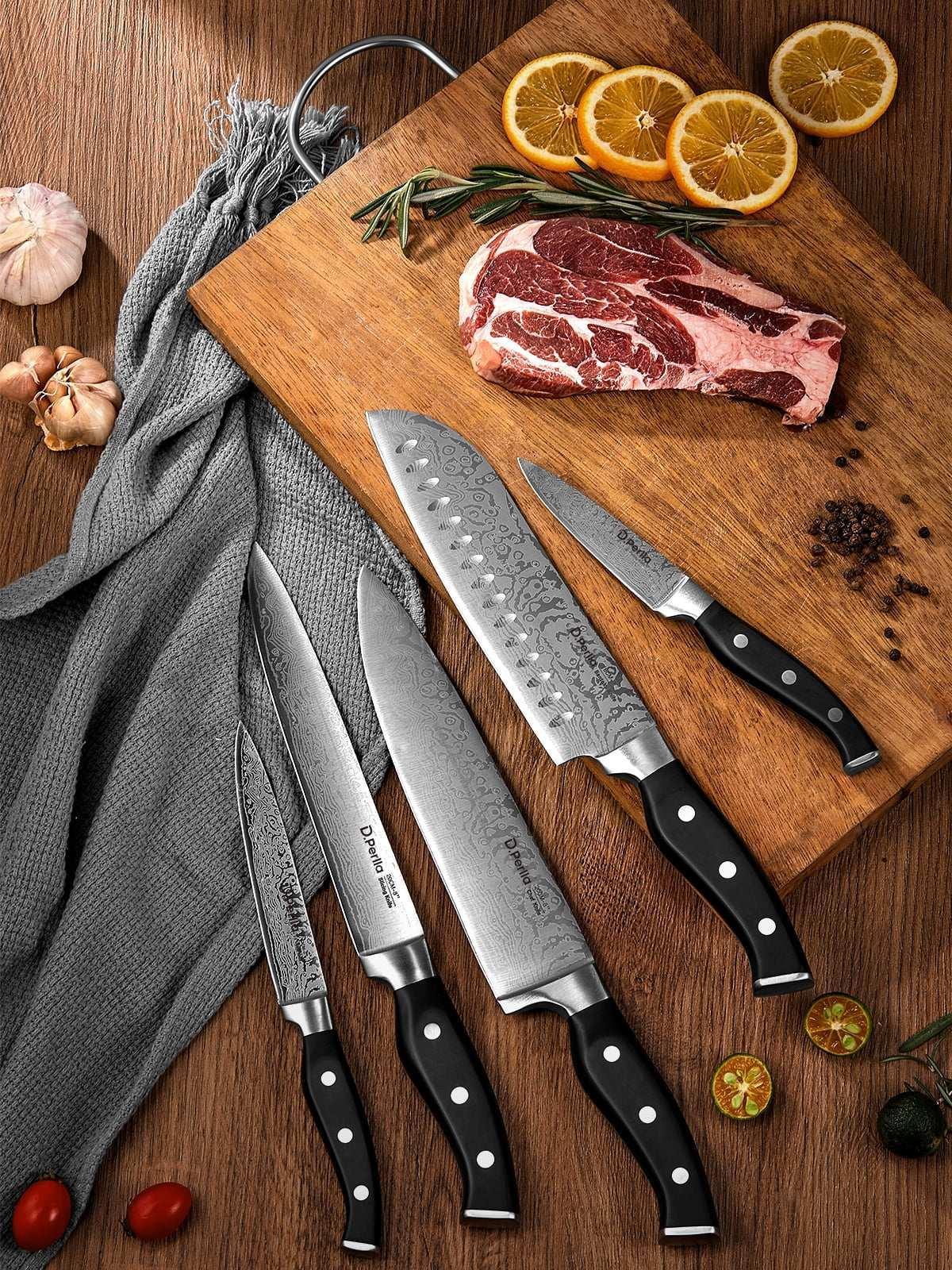 D.Perlla Knife Set, 14 Pcs Kitchen Knives Set with Built-in Sharpener, Stainless Steel Knife Set with Block - Image 7