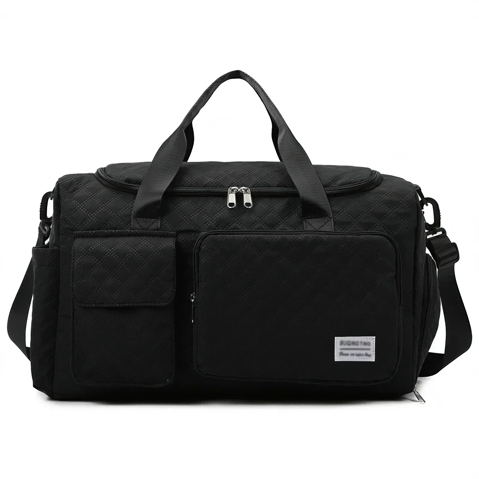 DAKIMOE Travel Duffle Bag for Women Men, Weekender Bags Carry on Gym Bag with Wet Pocket/Adjustable Strap/Shoe Compartment, Foldable Waterproof Overnight Tote Bag for Plane Sports Dance, Black - Image 2
