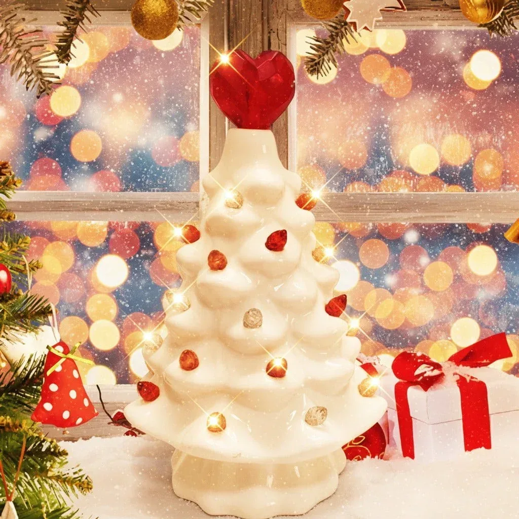 Danhjin Ceramic Valentine Tree LED Decor 6.3 in With Battery Case for Valentine's Day Home Decoration - Image 4