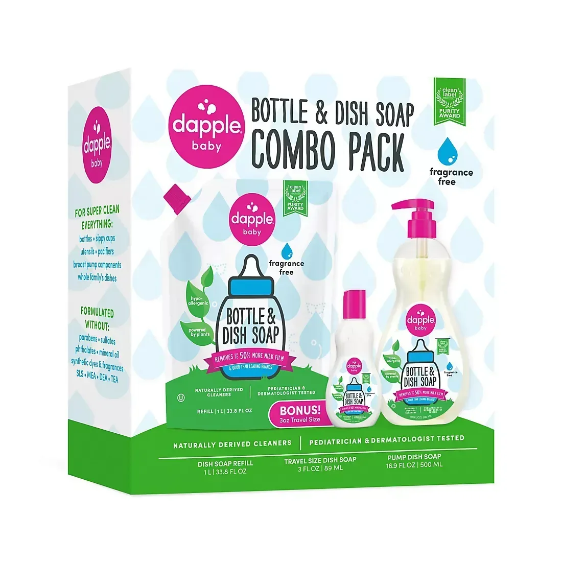 Dapple Bottle & Dish Soap Fragrance-Free Bundle, 2 pk. - Image 2