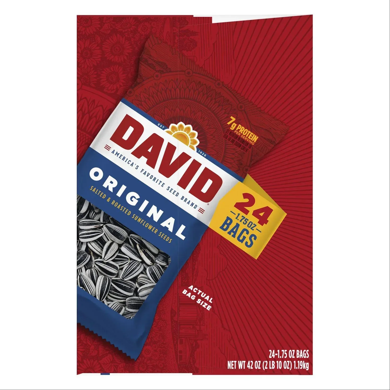 David Original Sunflower In-Shell Seeds, 1.75 oz, 24-count - Image 2