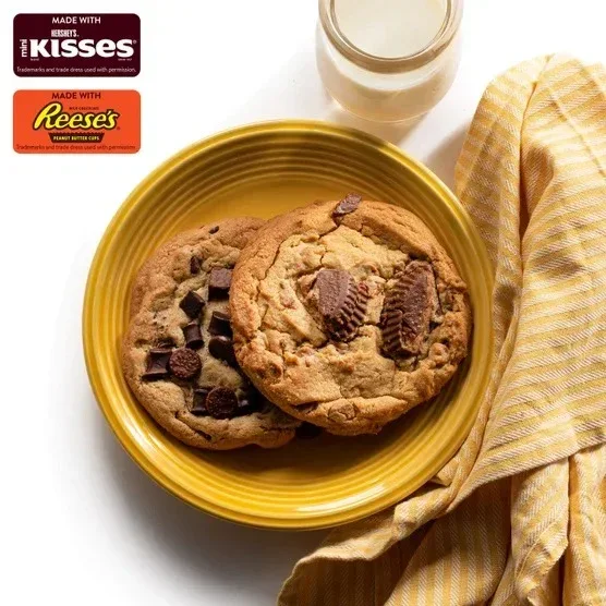 David’s Cookies Decadent Triple Chocolate made with mini Hershey’s Kisses and Reese’s Peanut Butter Cup Cookies Tin – 2 Count - Image 2