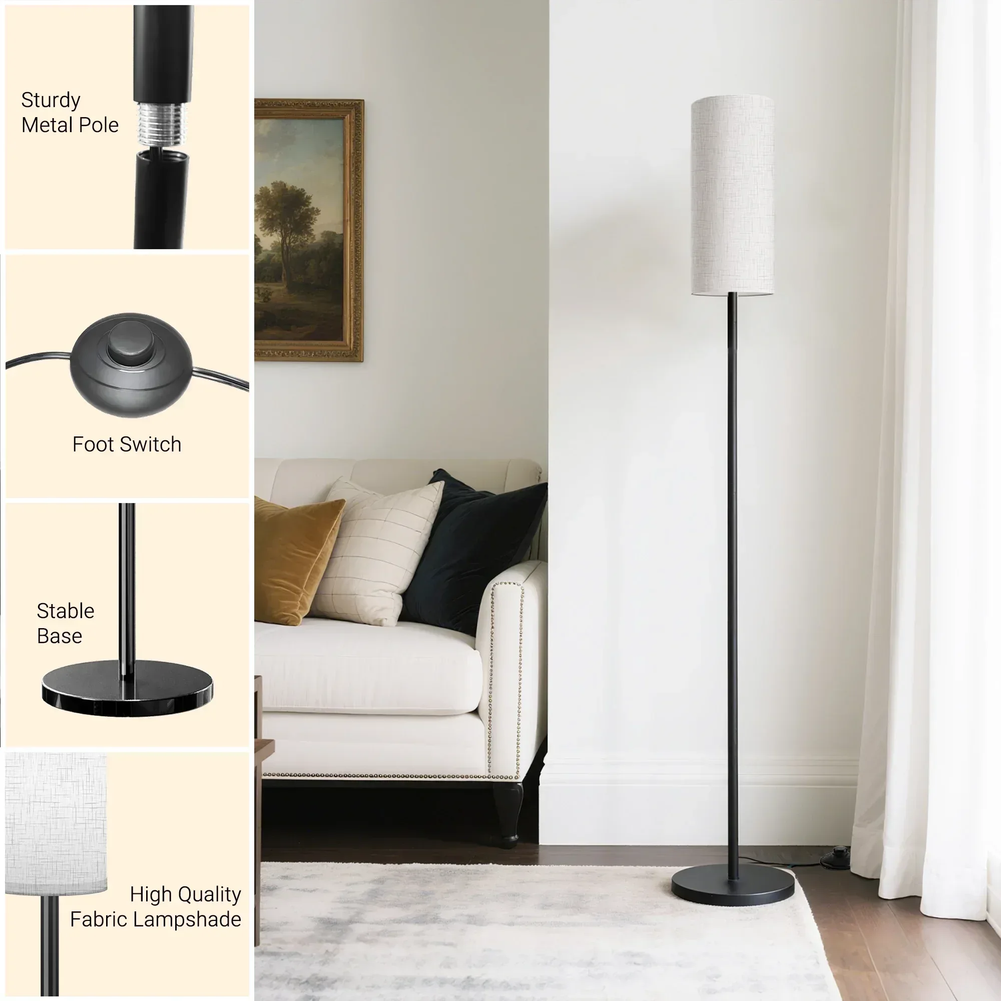 DAYBETTER LED Floor Lamp, with Remote Control, 3000K-6000K Stepless Dimming, 9W LED Bulbs, Standing Lamps for Living Room, Bedroom, Office - Image 5